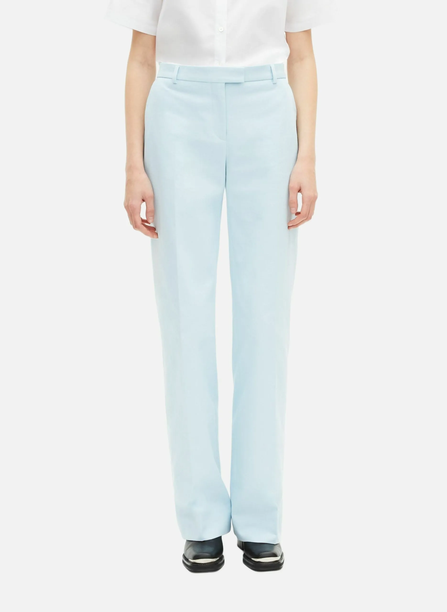 Pantalon costume large en coton Bleu