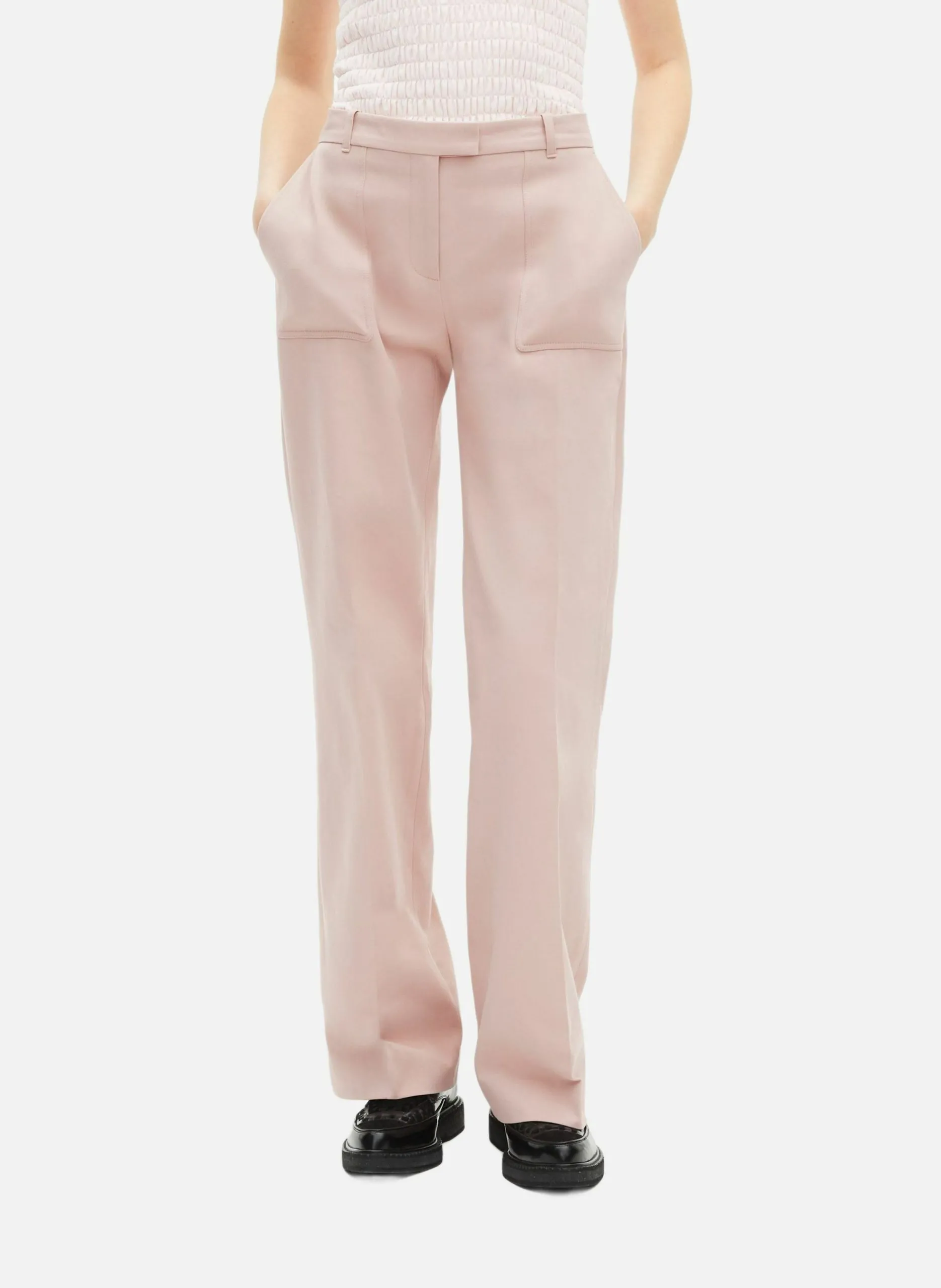 Pantalon large en coton Rose