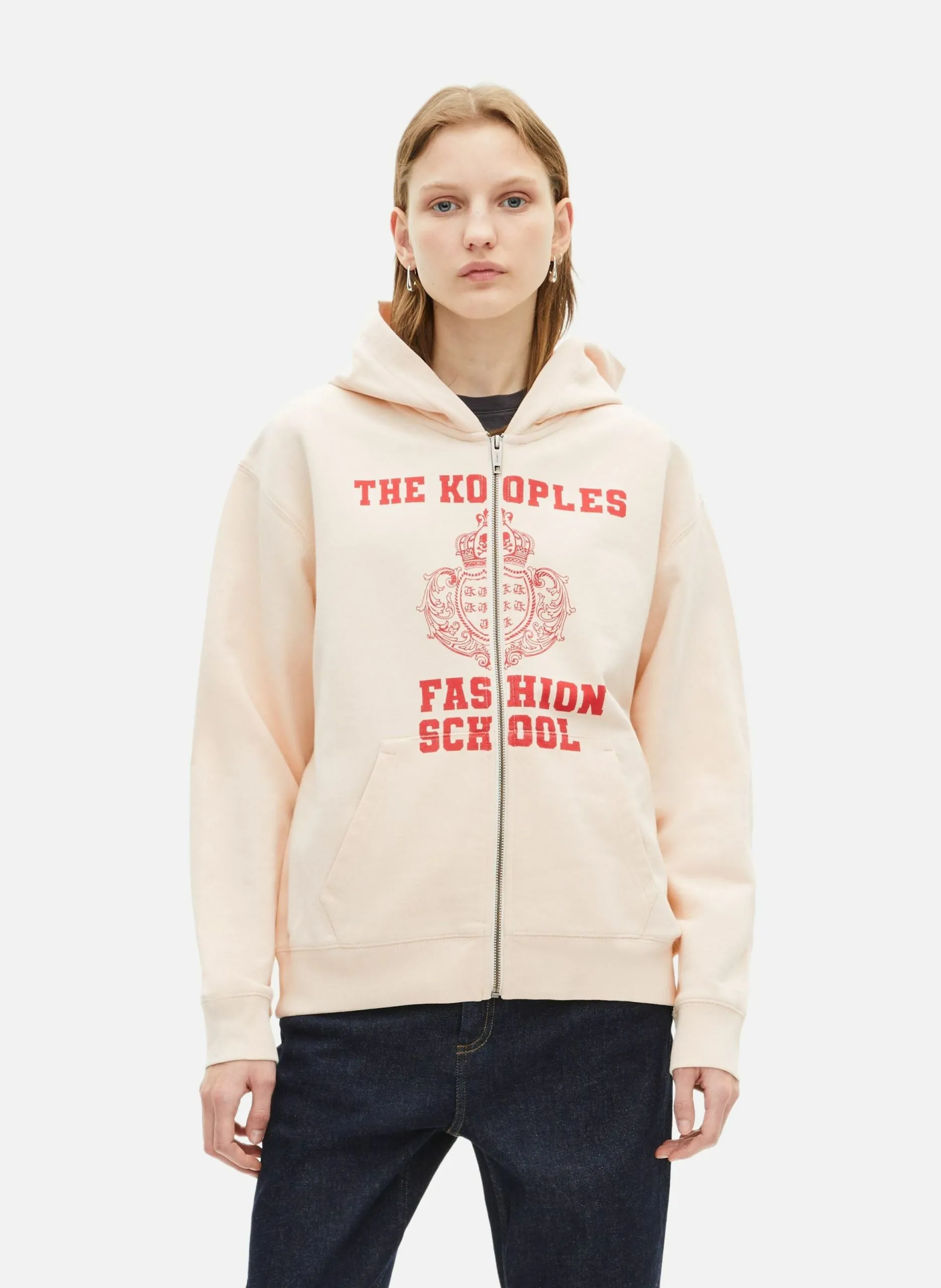 Sweatshirt à capuche et sérigraphie Beige