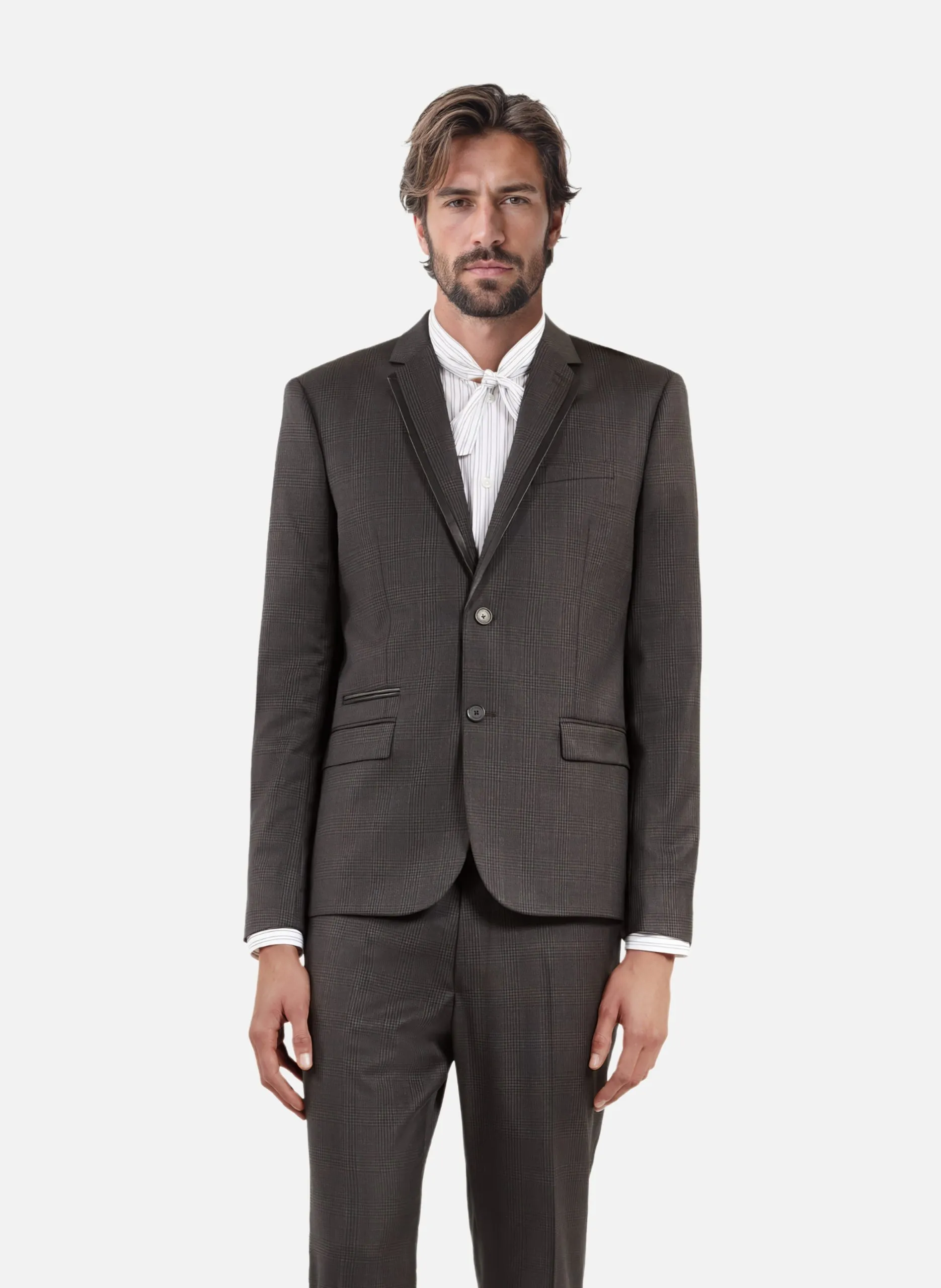 Veste de costume en laine prince de galles Gris