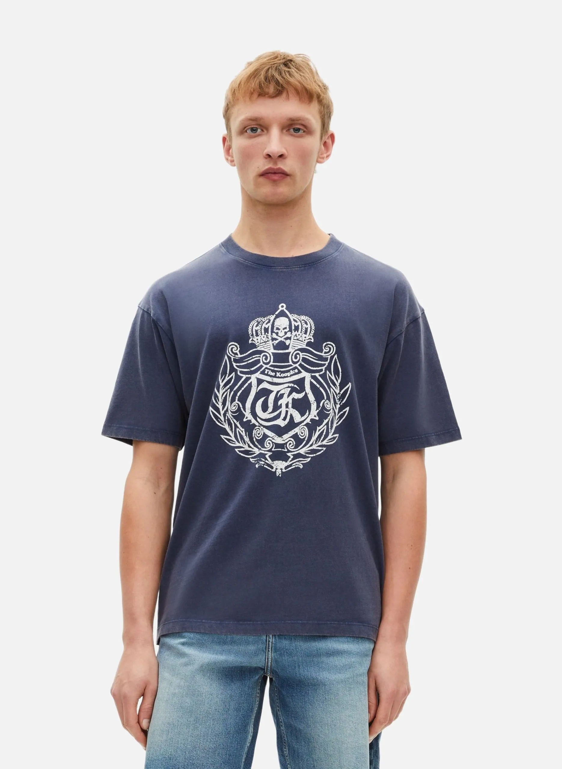 T-shirt à sérigraphie blason Bleu