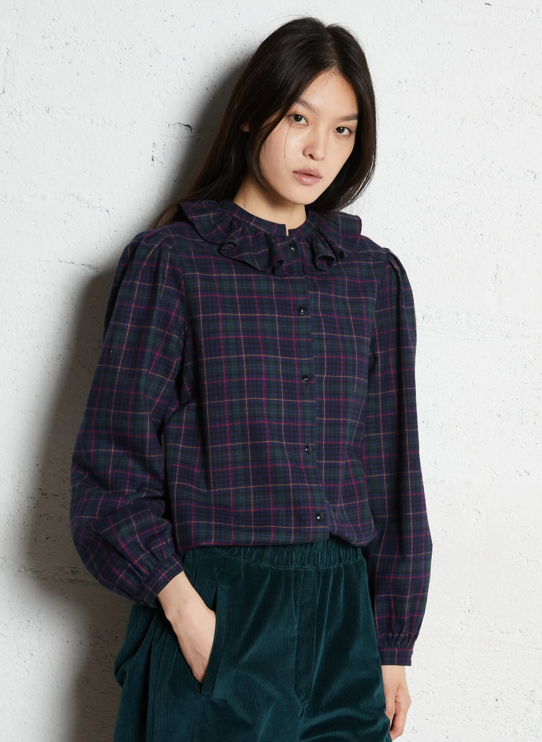 Chemise droite en coton imprimé Bleu CELESTE