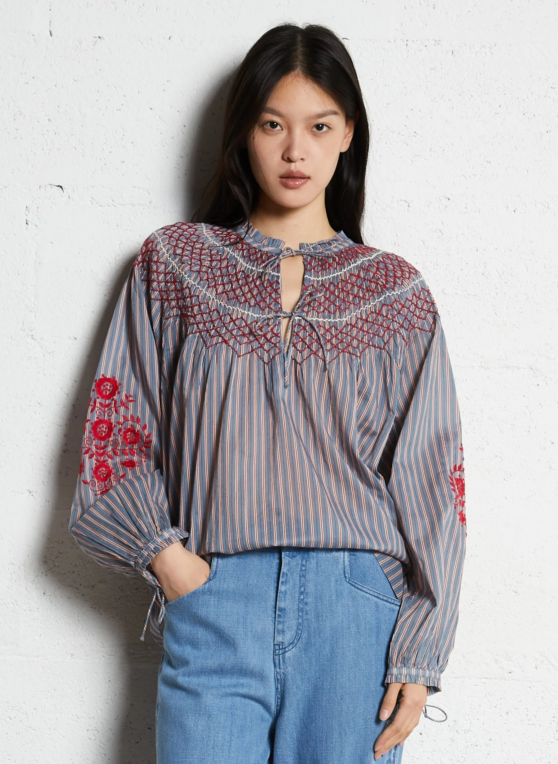 Top oversize en coton rayé Bleu PAL