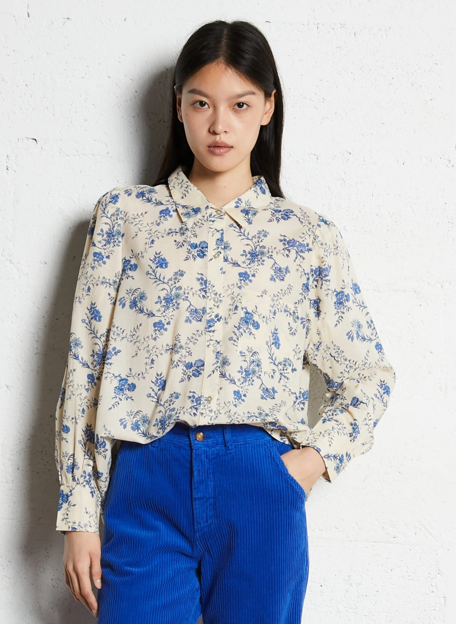 Chemise col classique en coton Bleu CLARANCE3