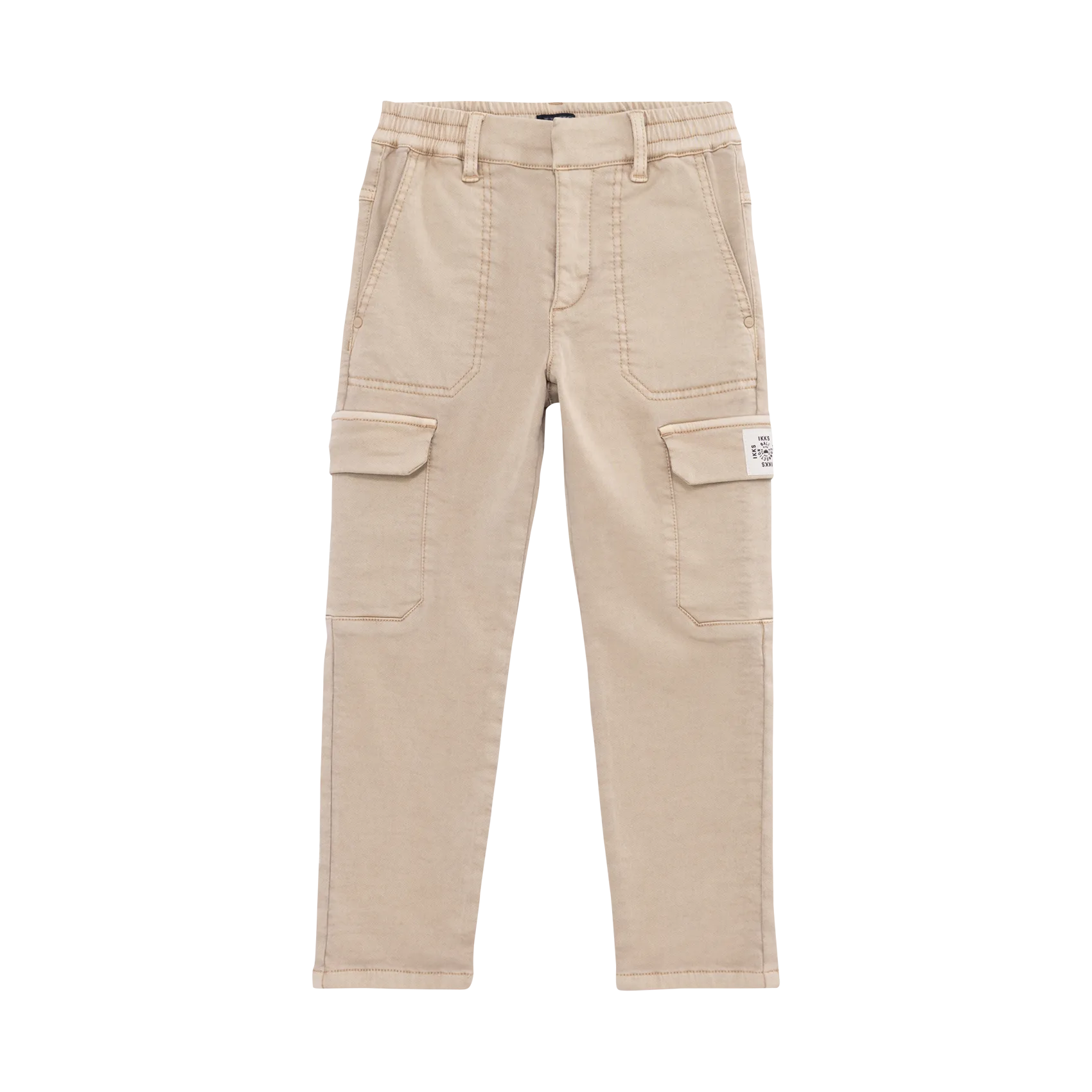 Jean droit élastiqué à poches Beige