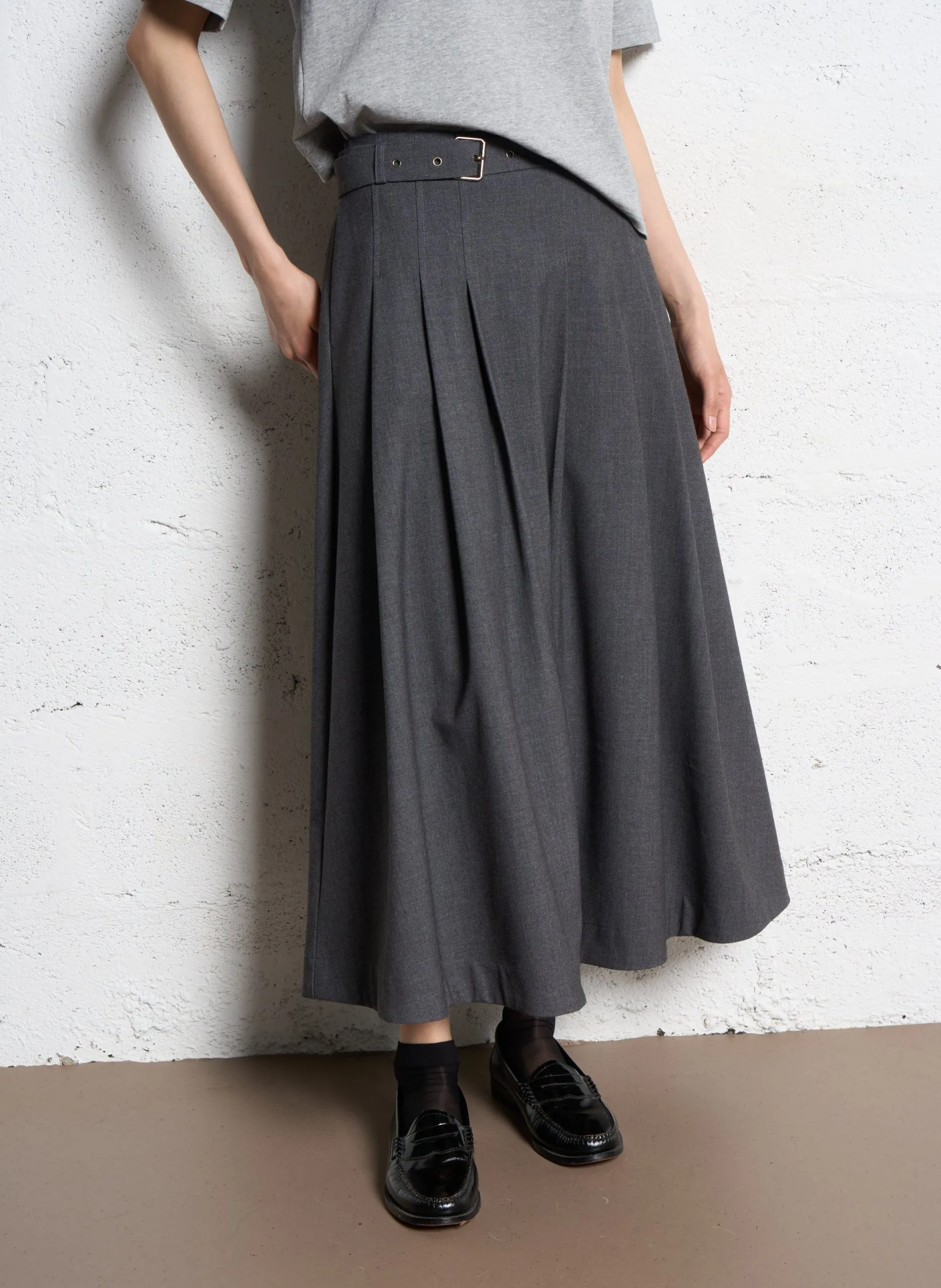 Jupe longue évasée Gris FUNNY