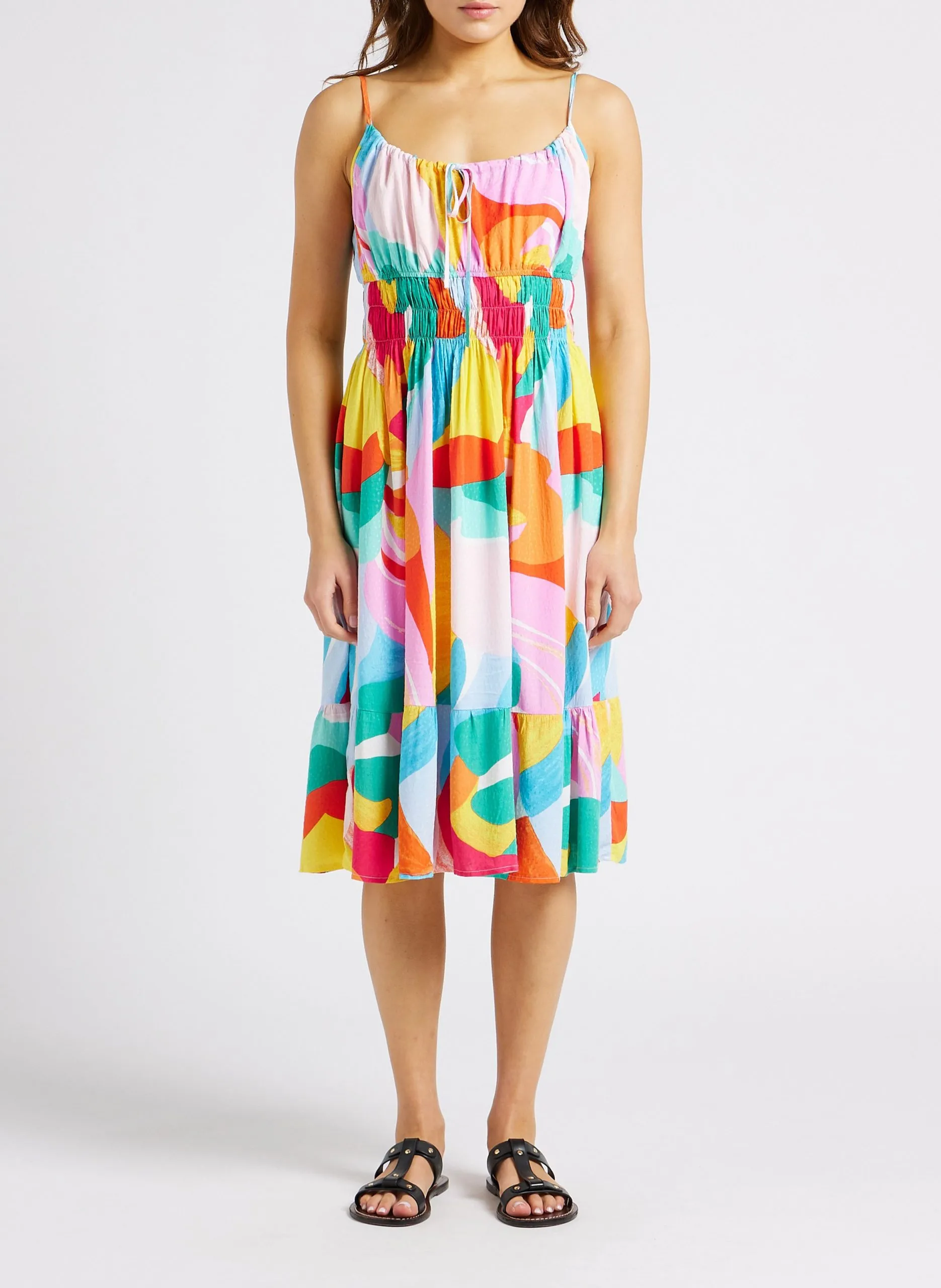 Robe mi-longue encolure ronde Multicolore RIMO