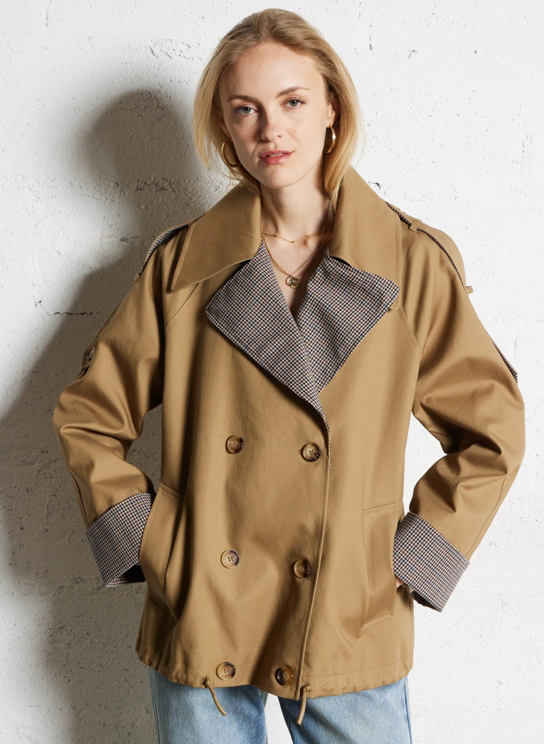 Trench col tailleur en coton Beige EDEN