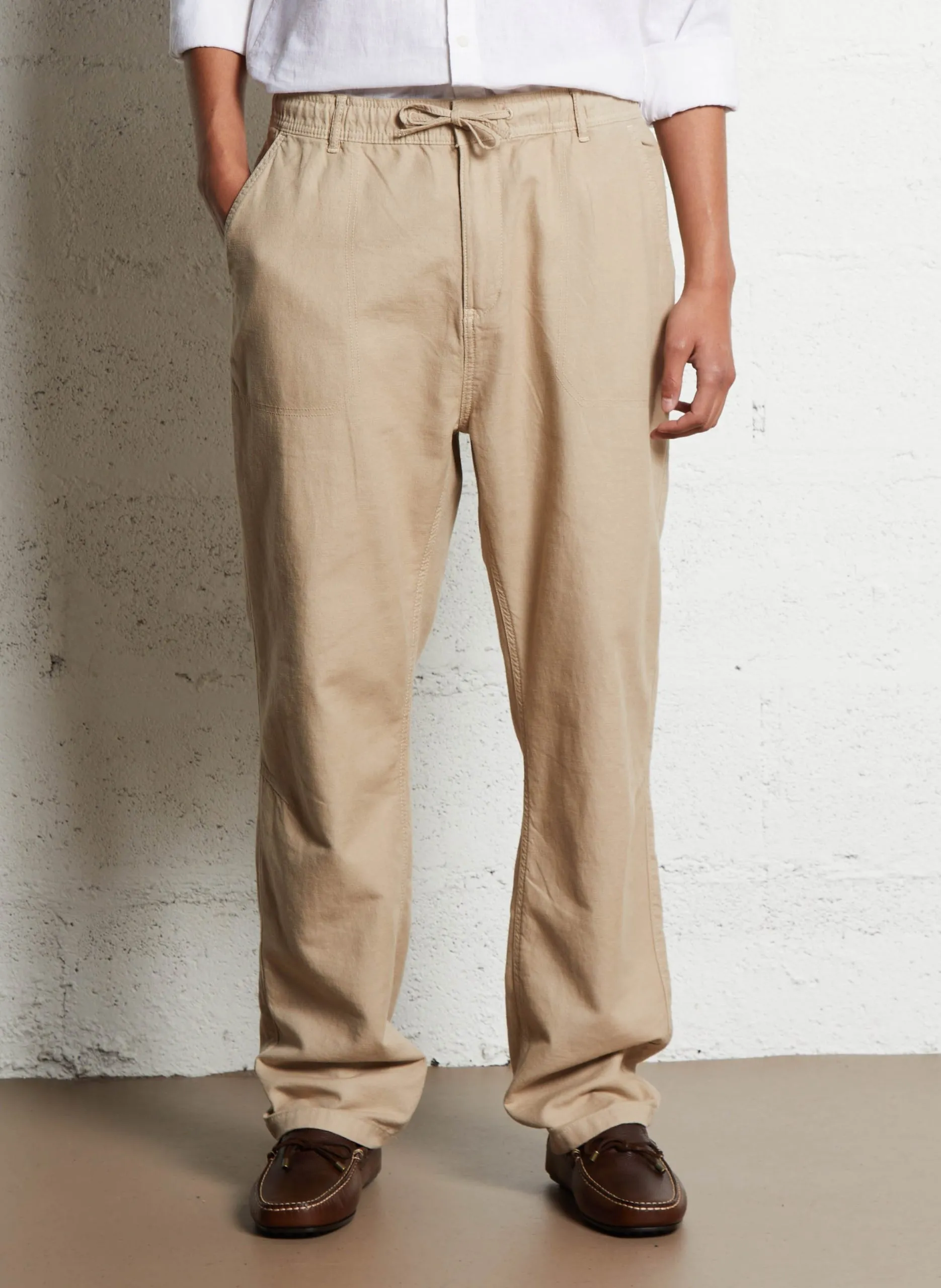Pantalon droit casual Beige