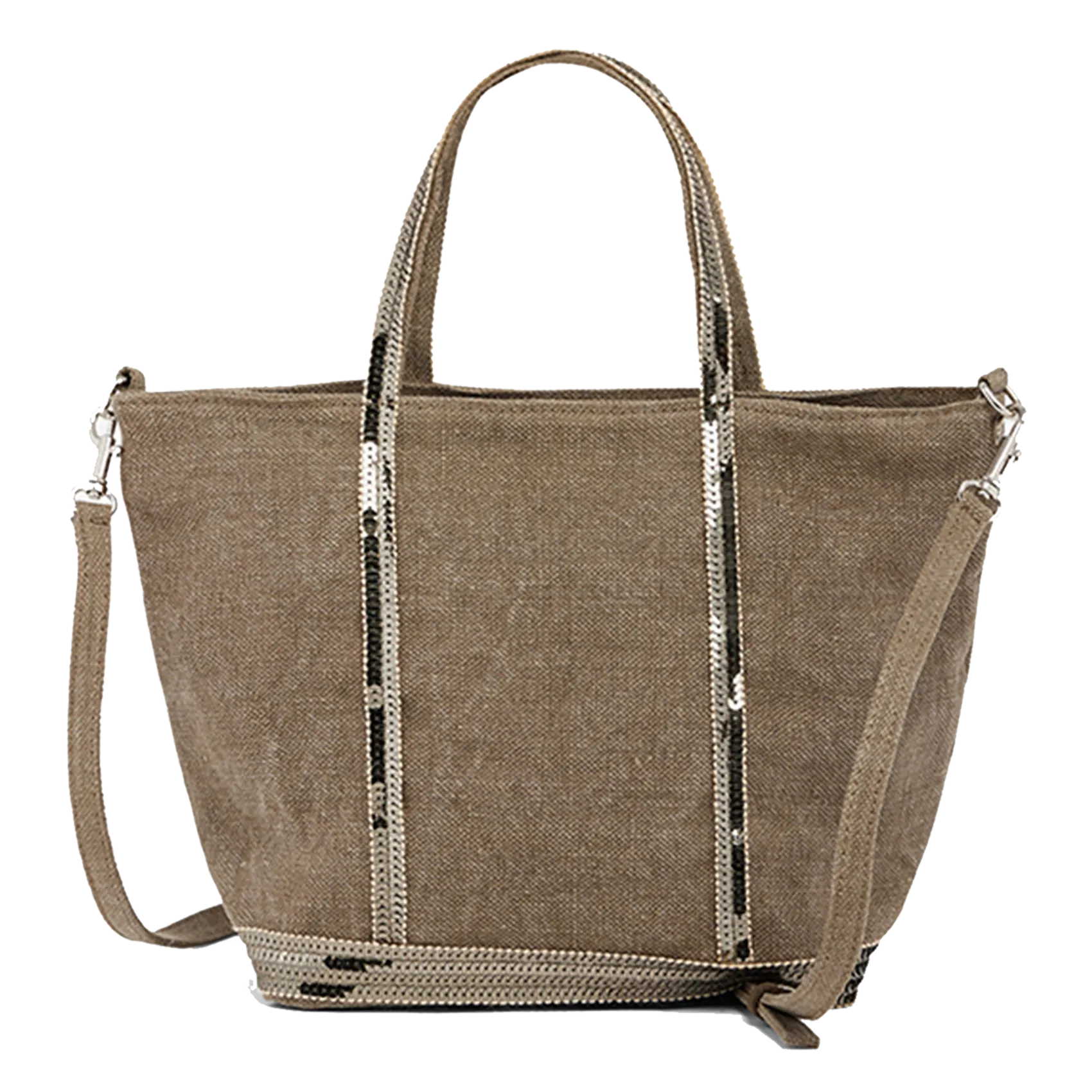 Sac cabas S à sequins en lin Vert CABAS S