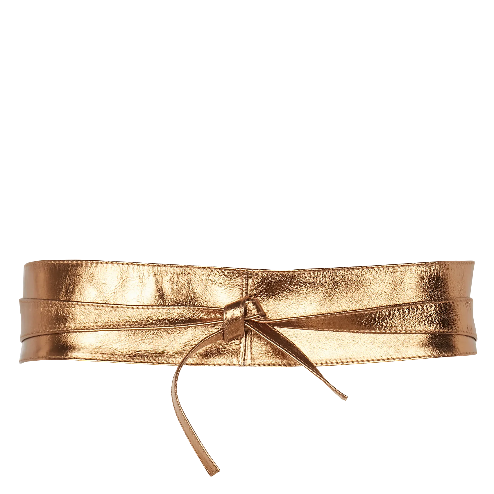 Ceinture en cuir de vachette à nouer Doré