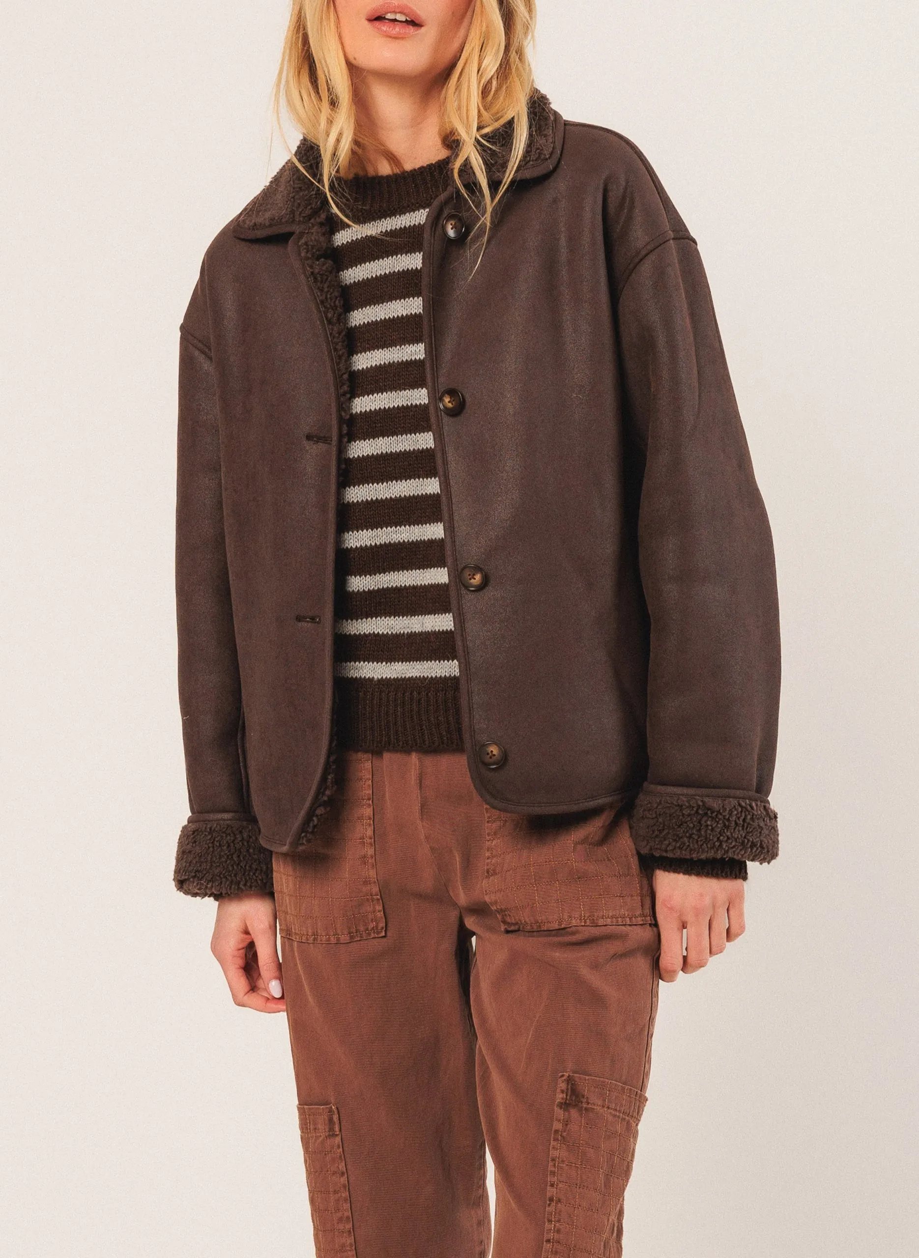 Manteau col classique Marron