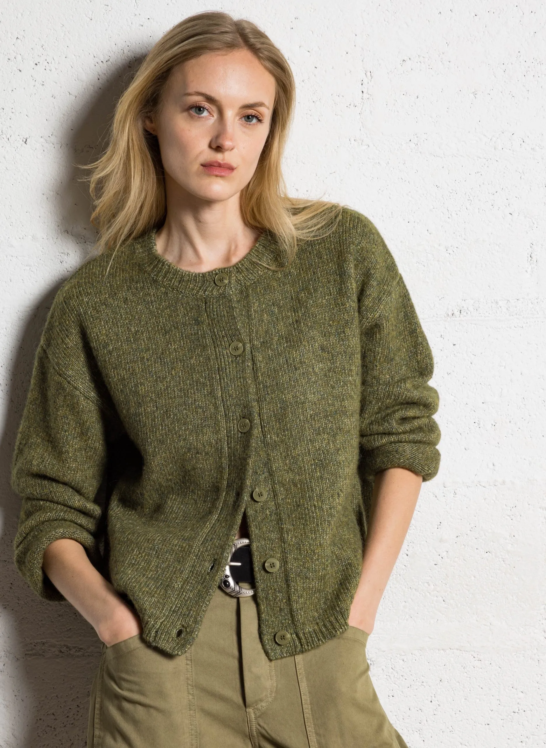 Cardigan oversize en laine mélangée Vert JOJO