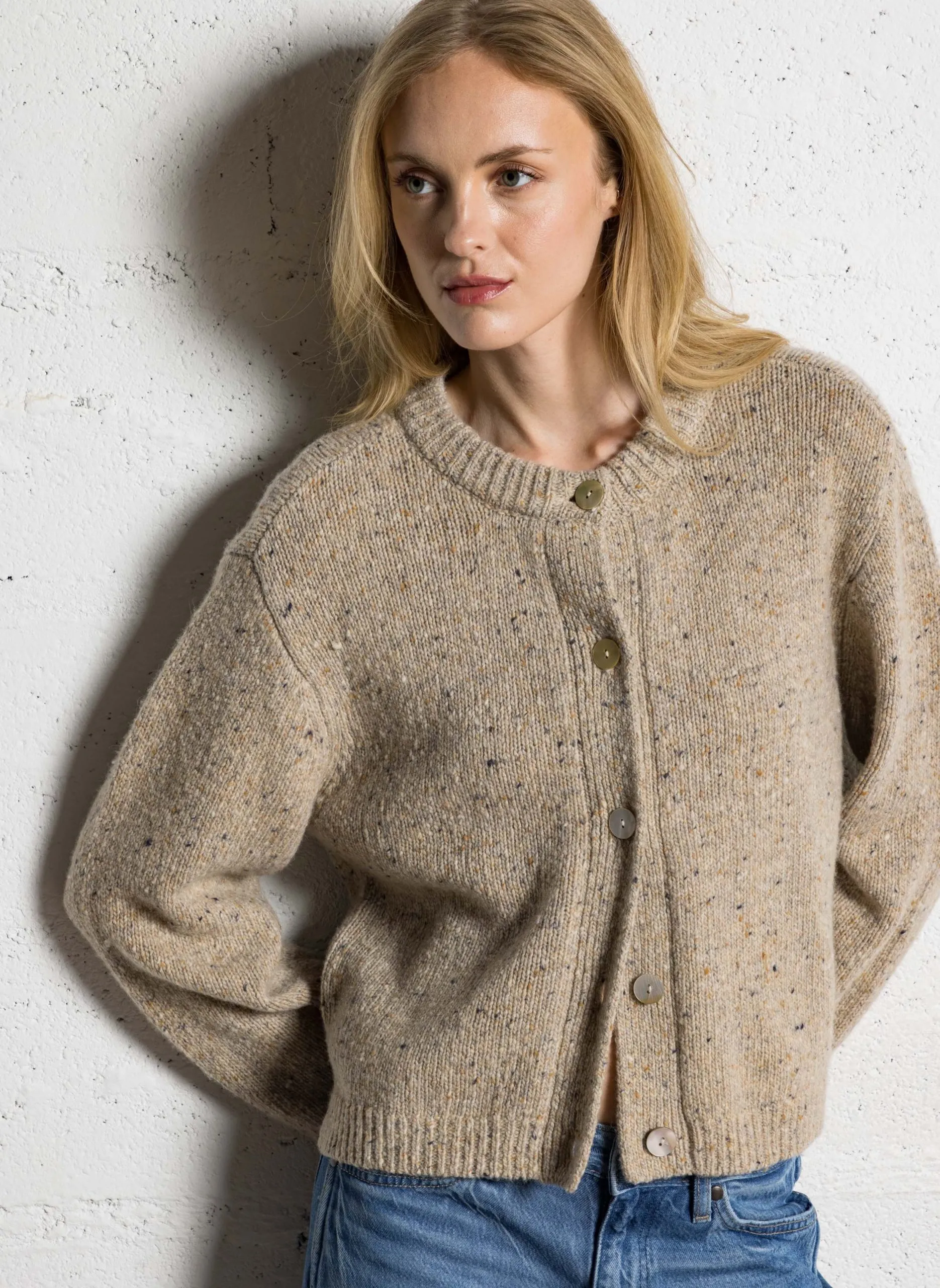 Cardigan oversize en laine mélangée Marron JORIAN