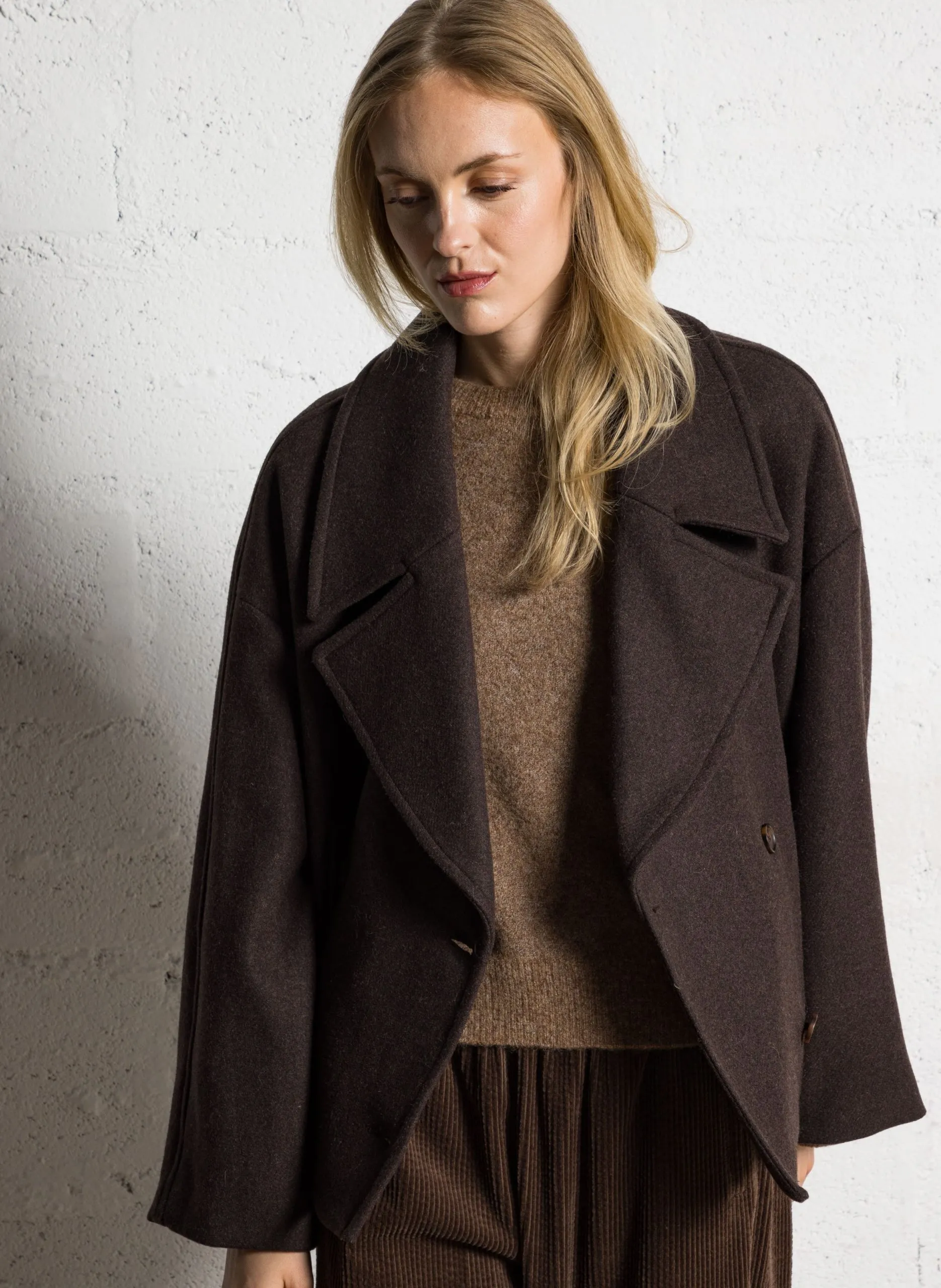 Veste oversize en laine mélangée Marron JOCASTA