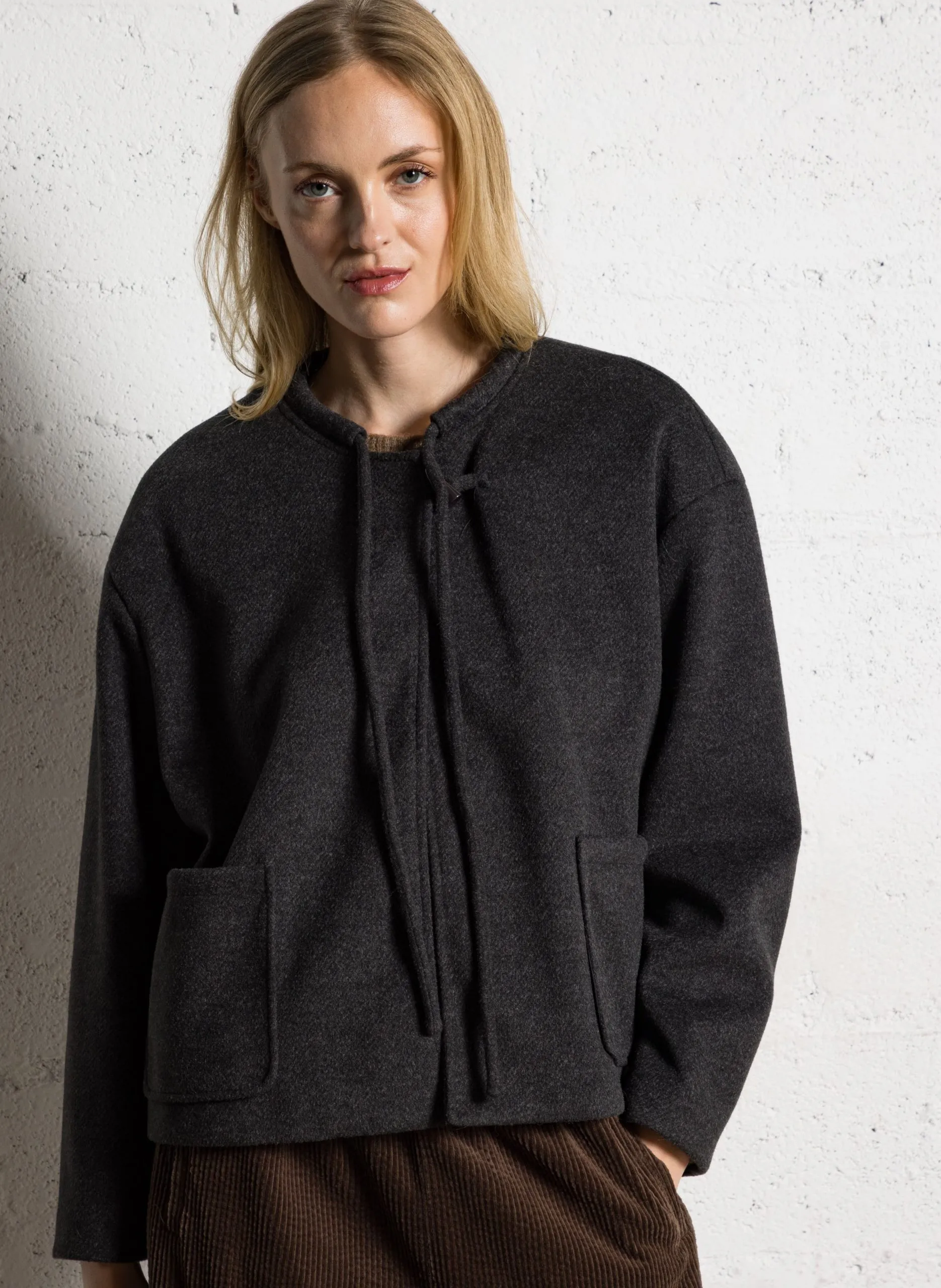 Veste oversize col rond Noir JARDIN