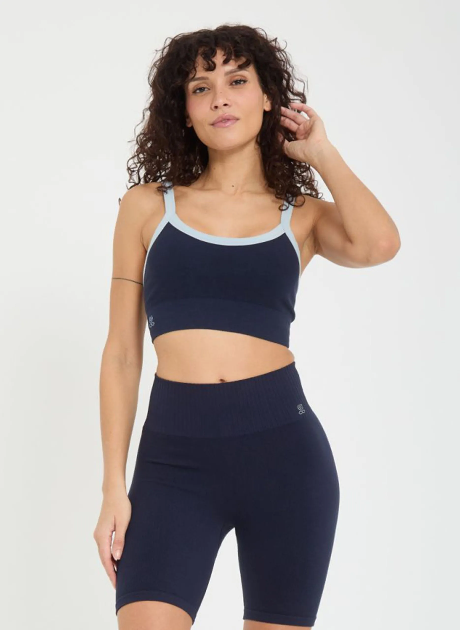Brassière de sport en coton mélangé Bleu ADITI