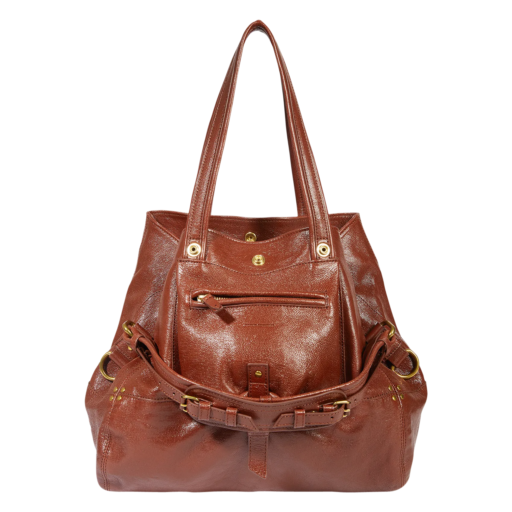 Sac cabas porté épaule en cuir Marron BILLY M