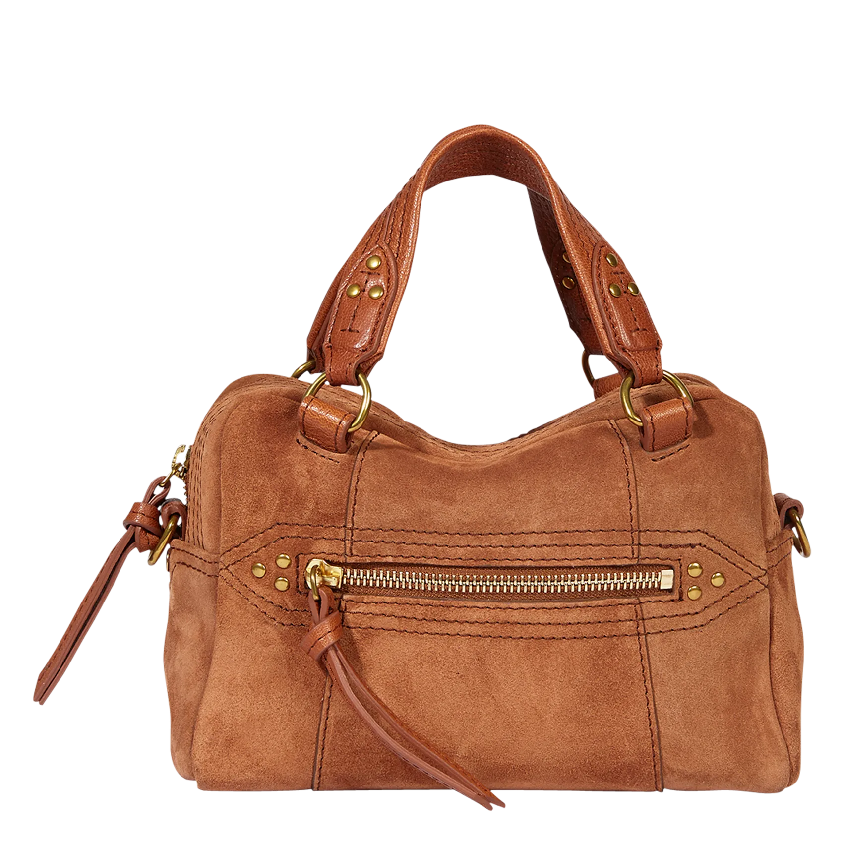 Sac bandoulière zippé en cuir Marron LUCKY MINI