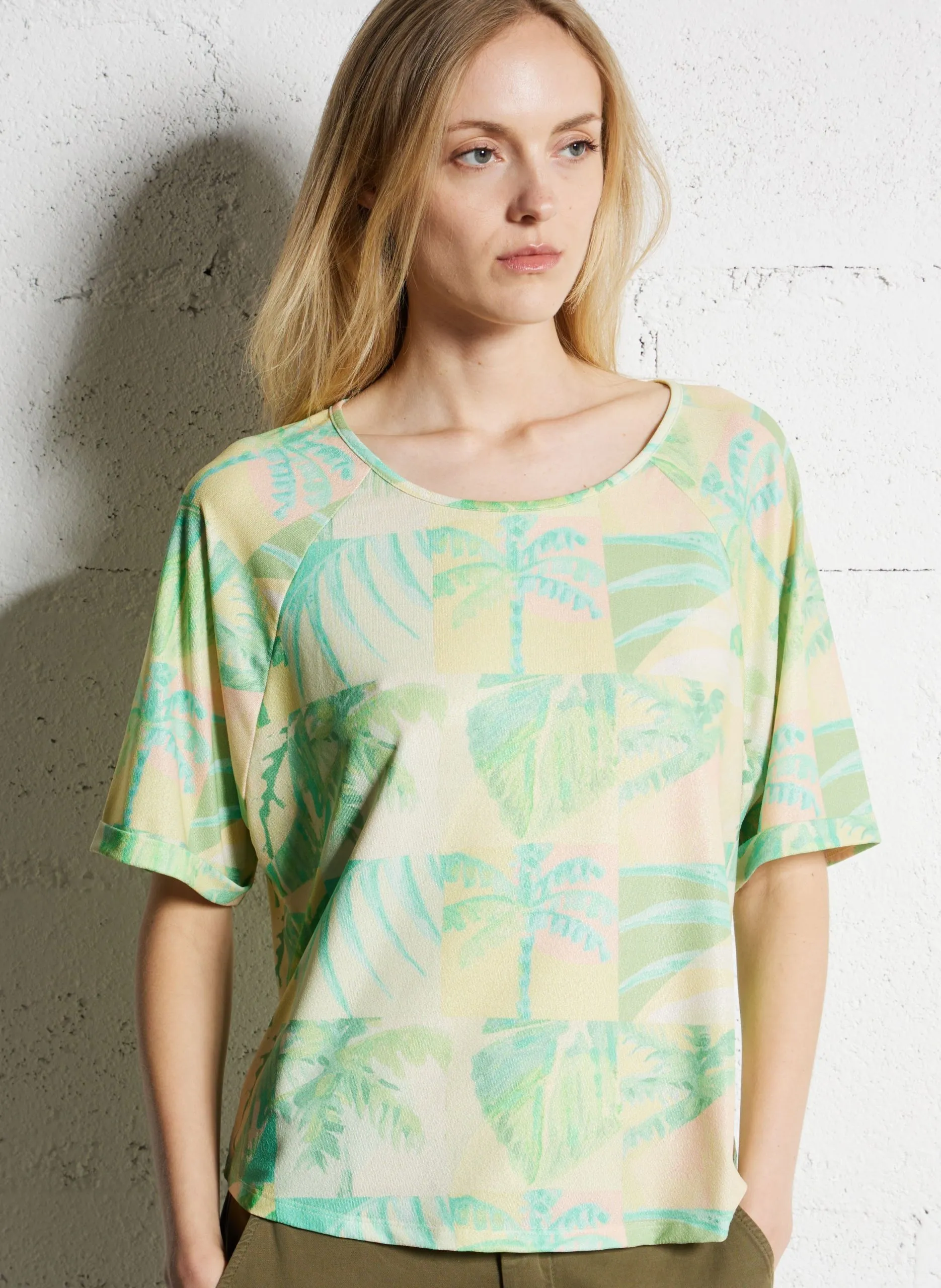 Tee-shirt oversize col rond Jaune MANU