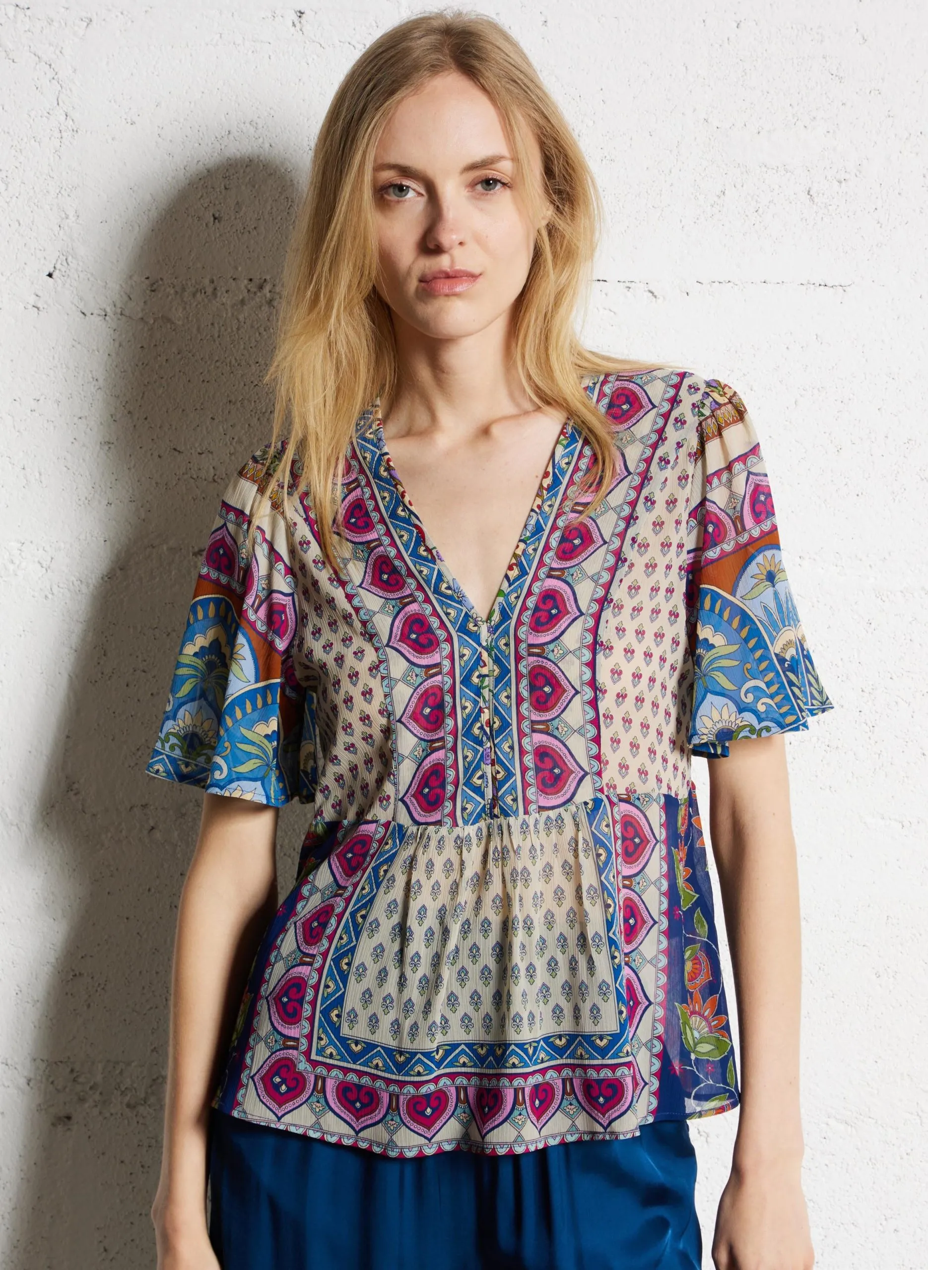 Top droit imprimé Blanc TALIDA