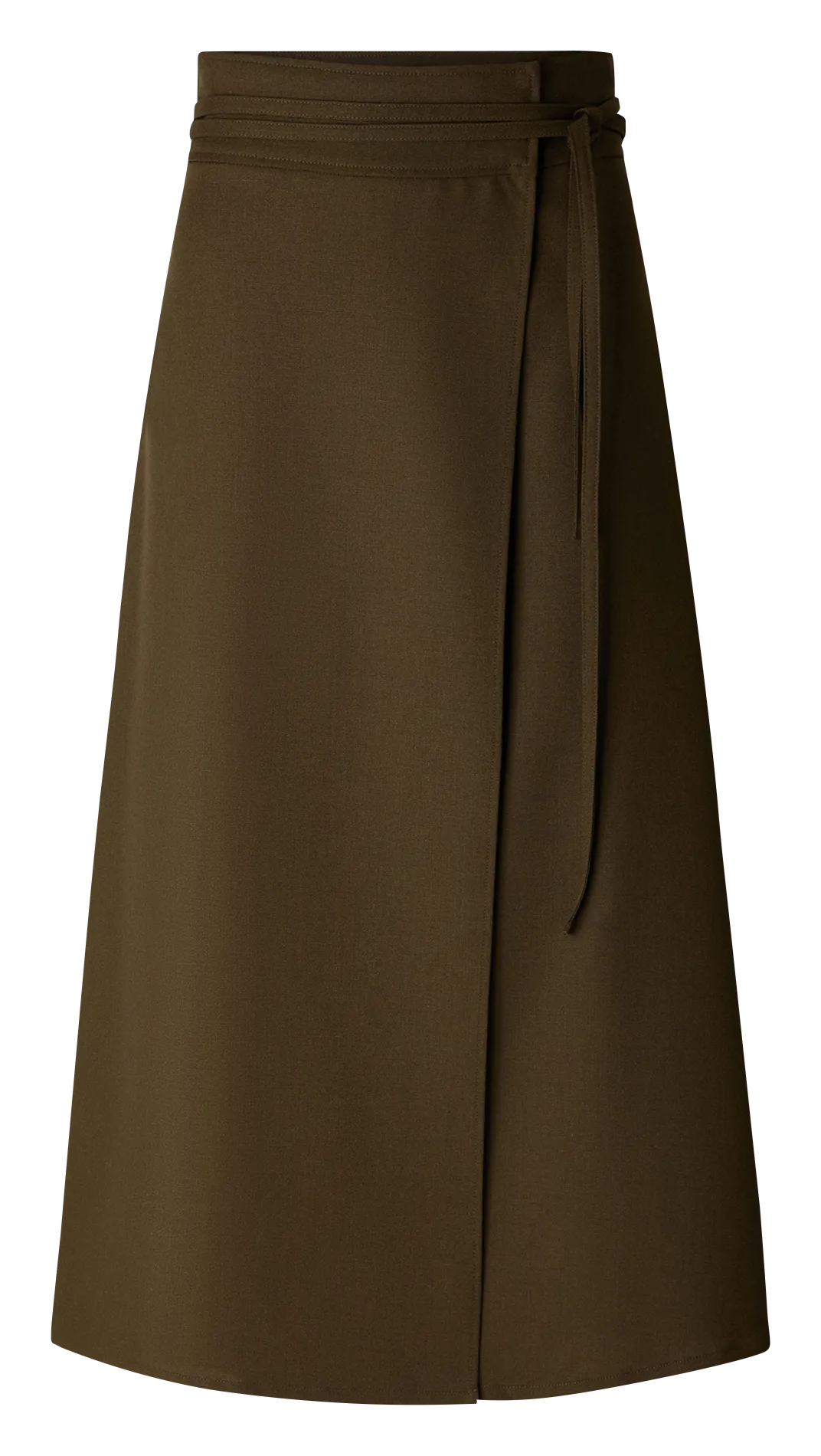 Jupe midi évasée en laine Kaki REINE