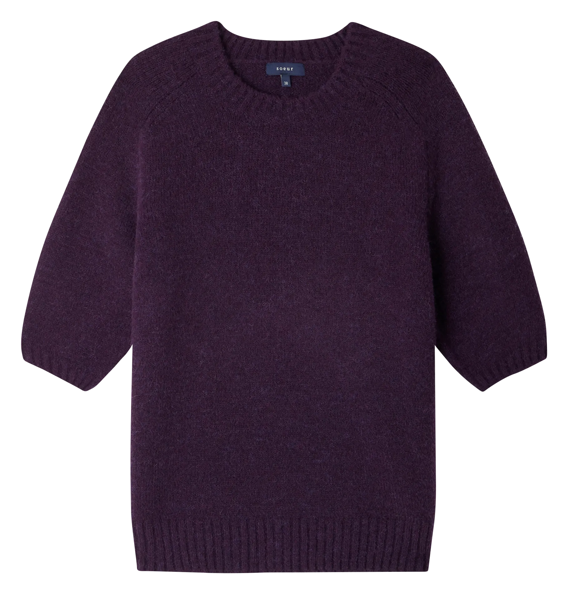 Pull droit col rond en maille mélangée Violet BETINA