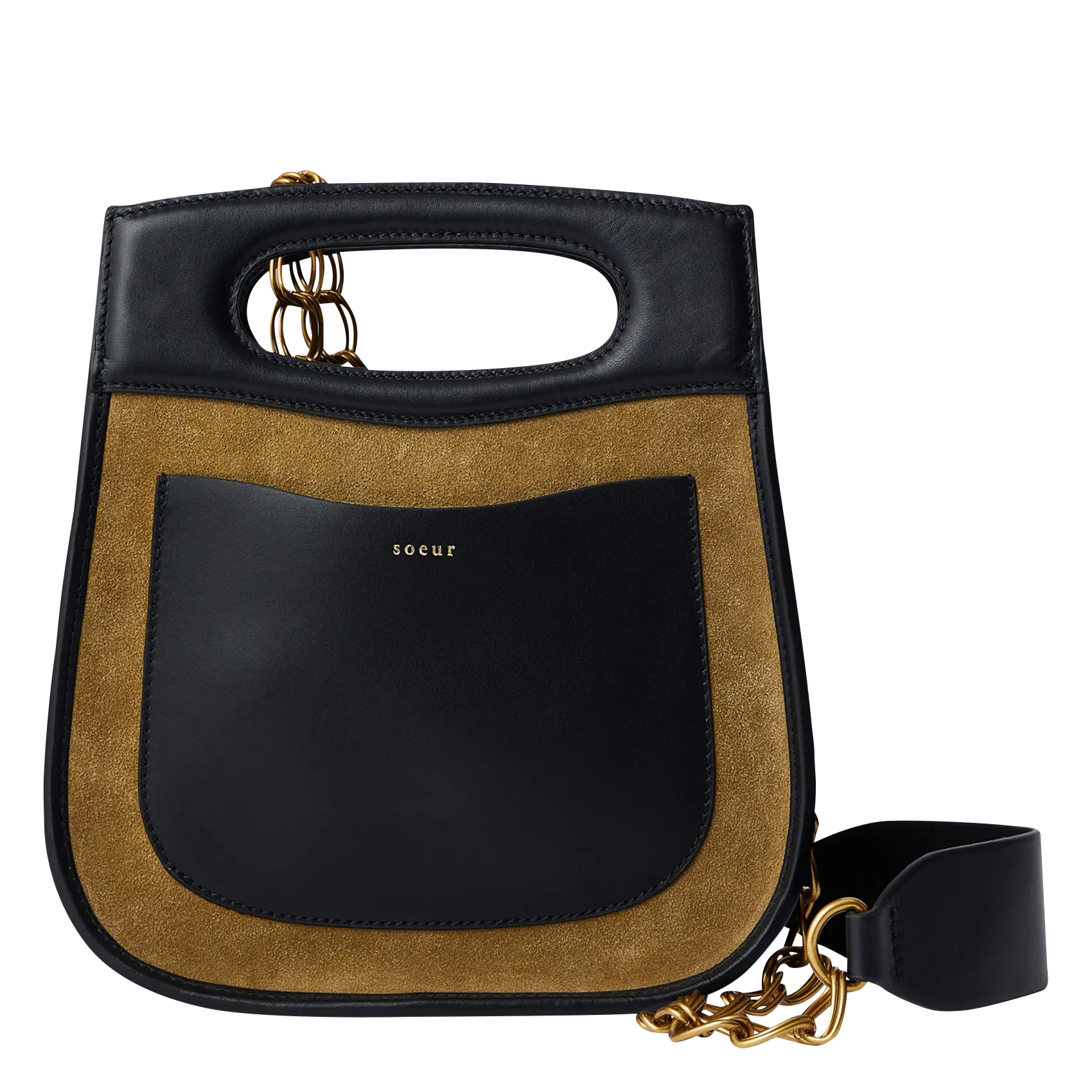 Sac à main bi-matière Marron CHERI