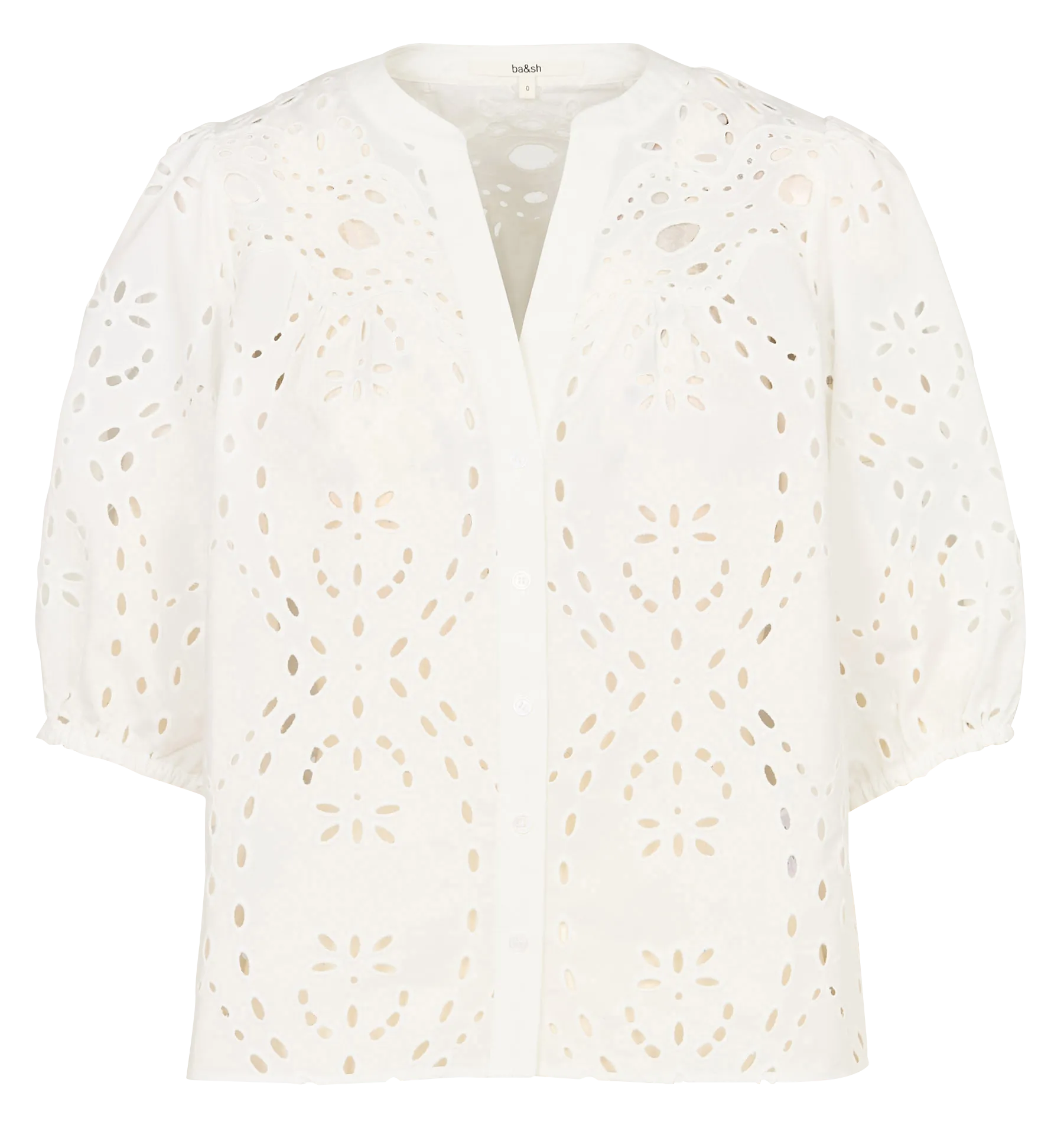 Chemise droite en coton brodé Beige BEATRICE