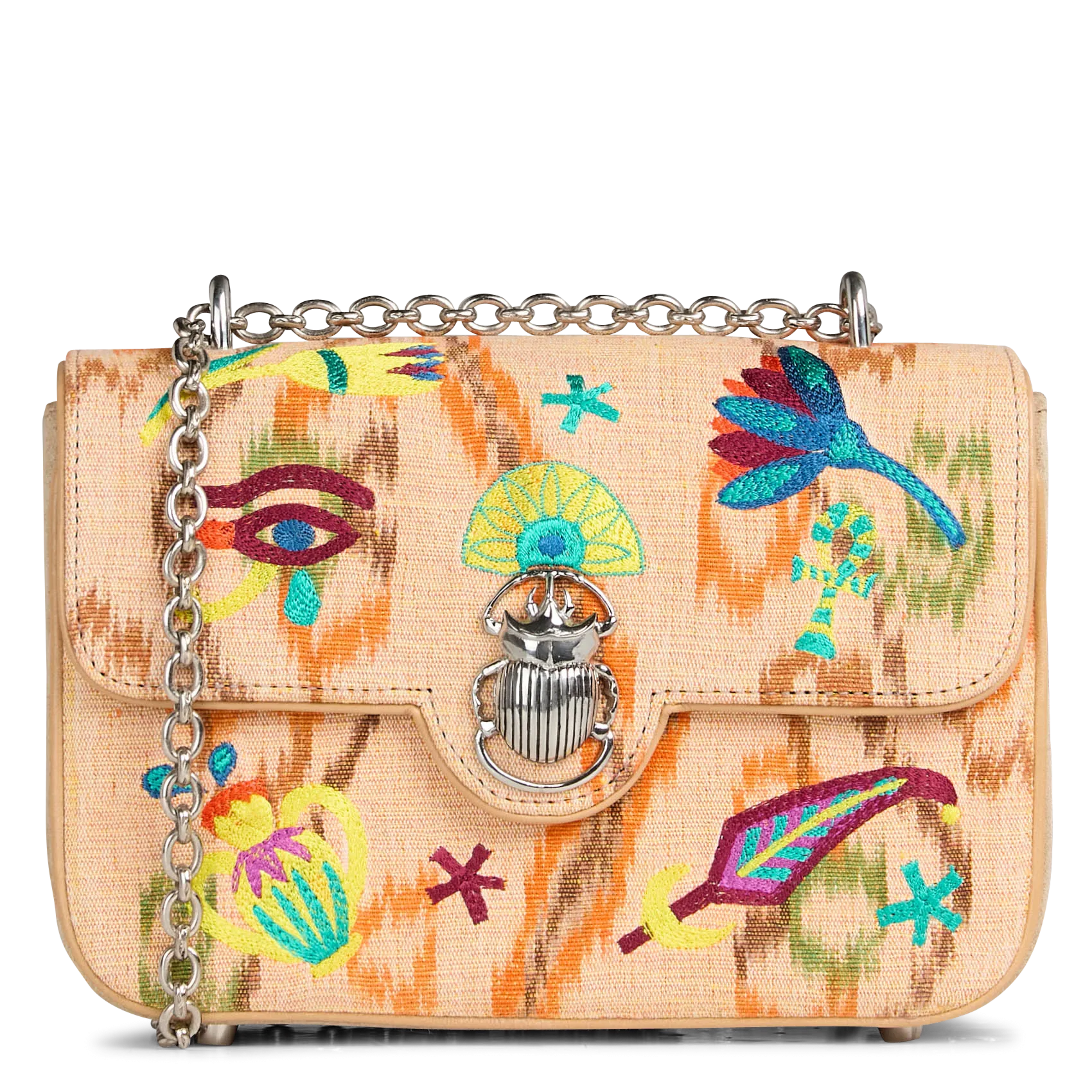 Sac bandoulière tissé à broderies Multicolore AVA