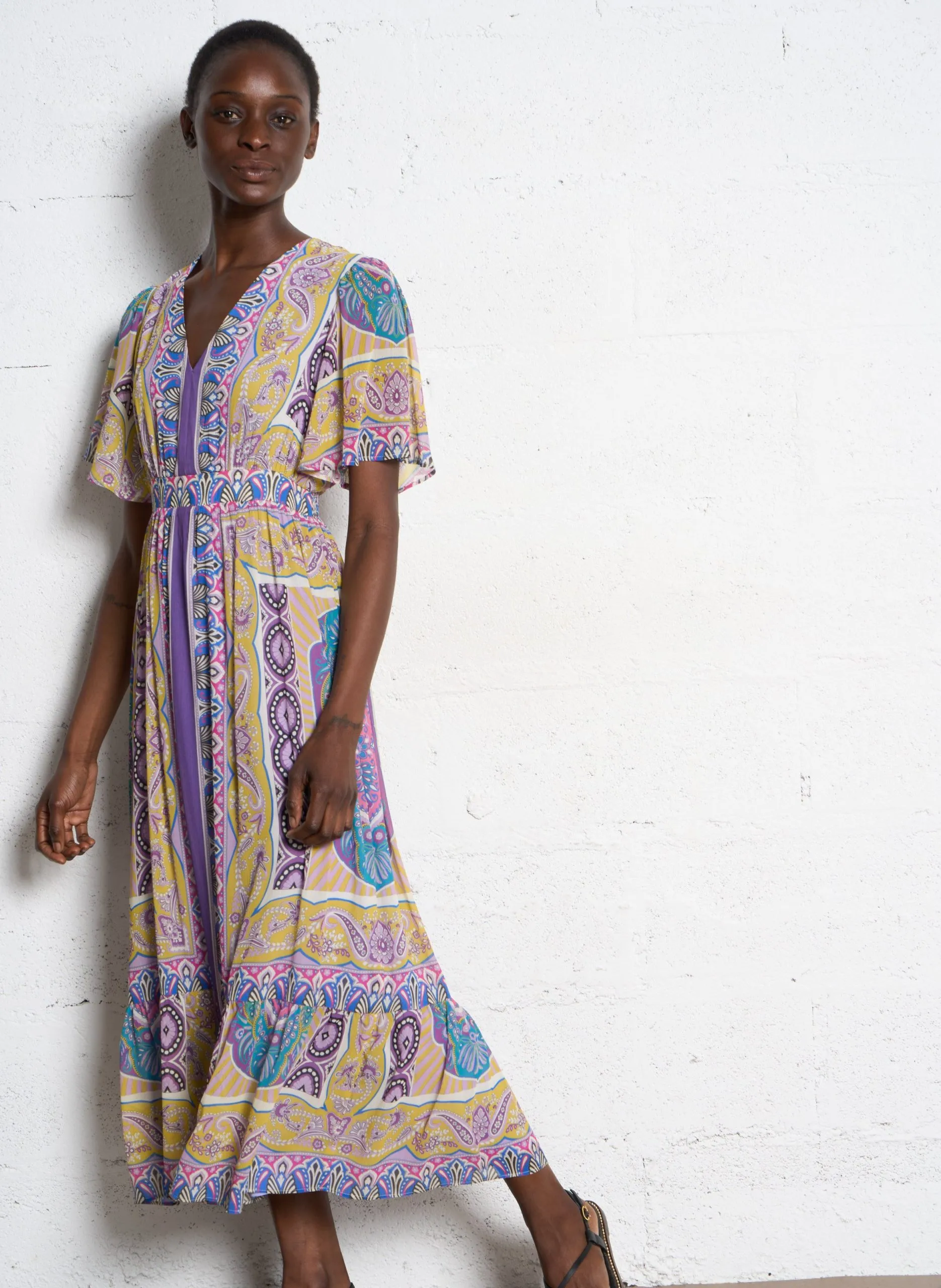 Robe longue imprimée Violet RAMATHA