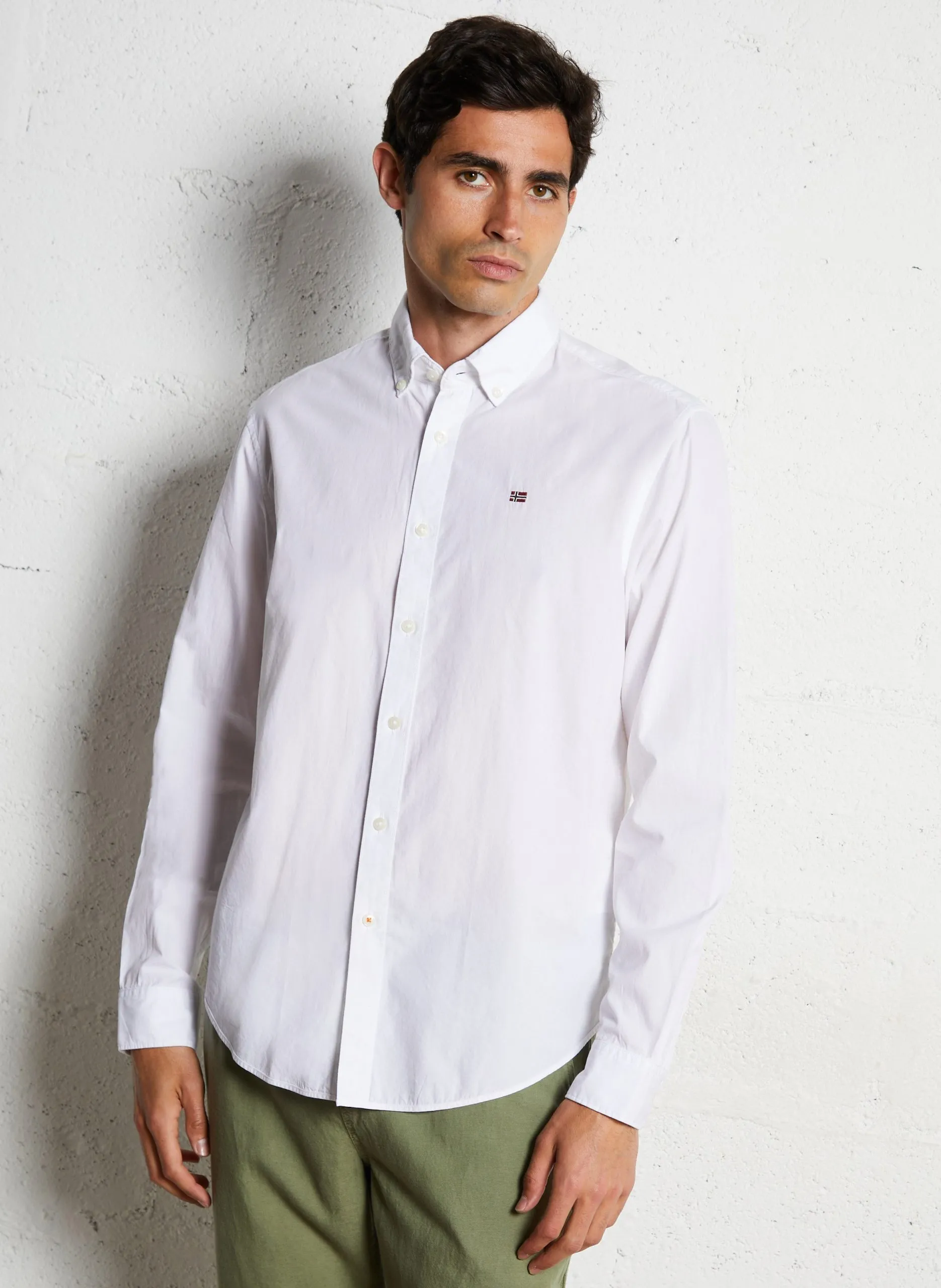 Chemise col classique en coton Blanc G-TERRA LS