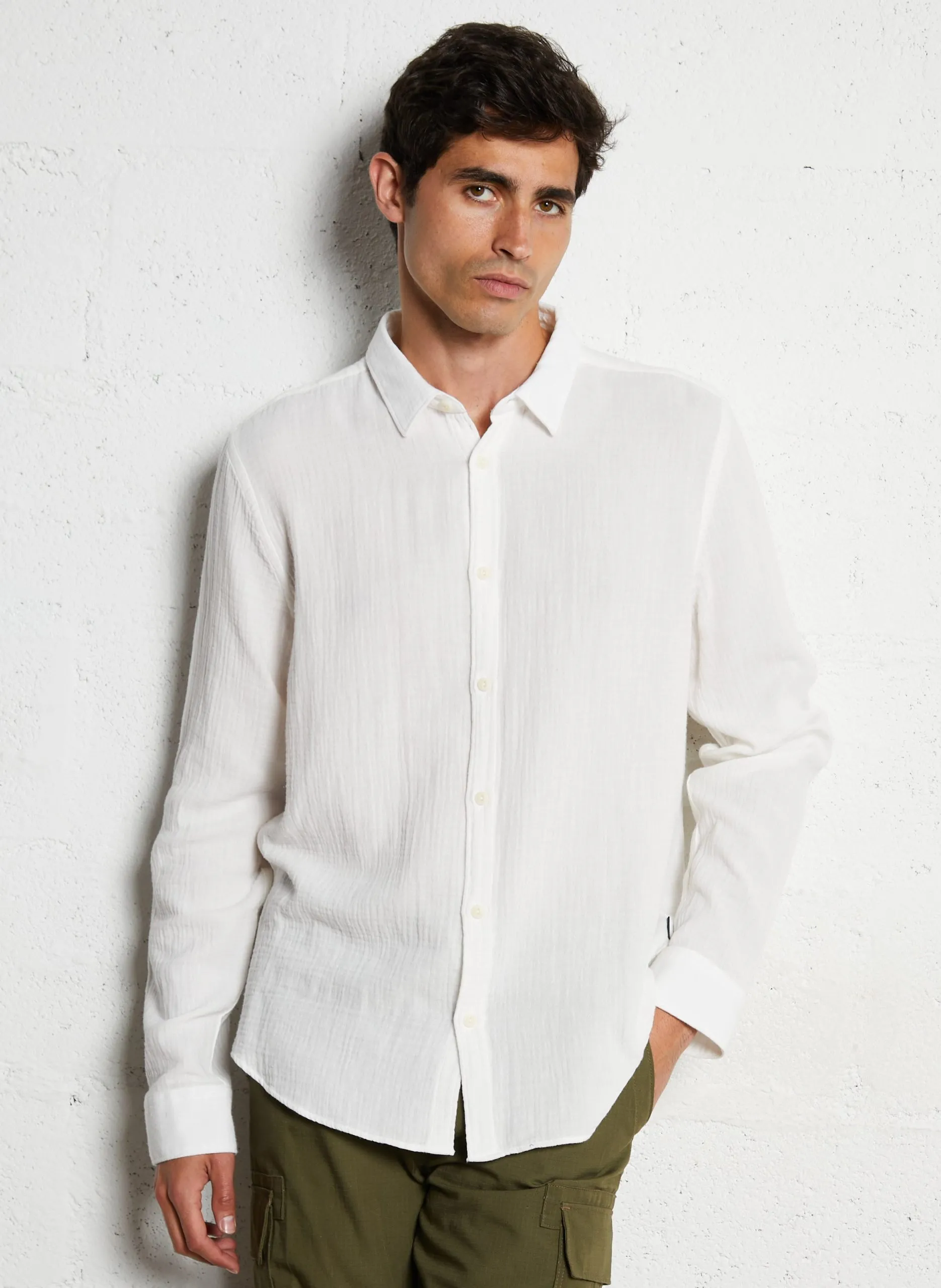 Chemise col classique en coton Blanc LOUISIANE