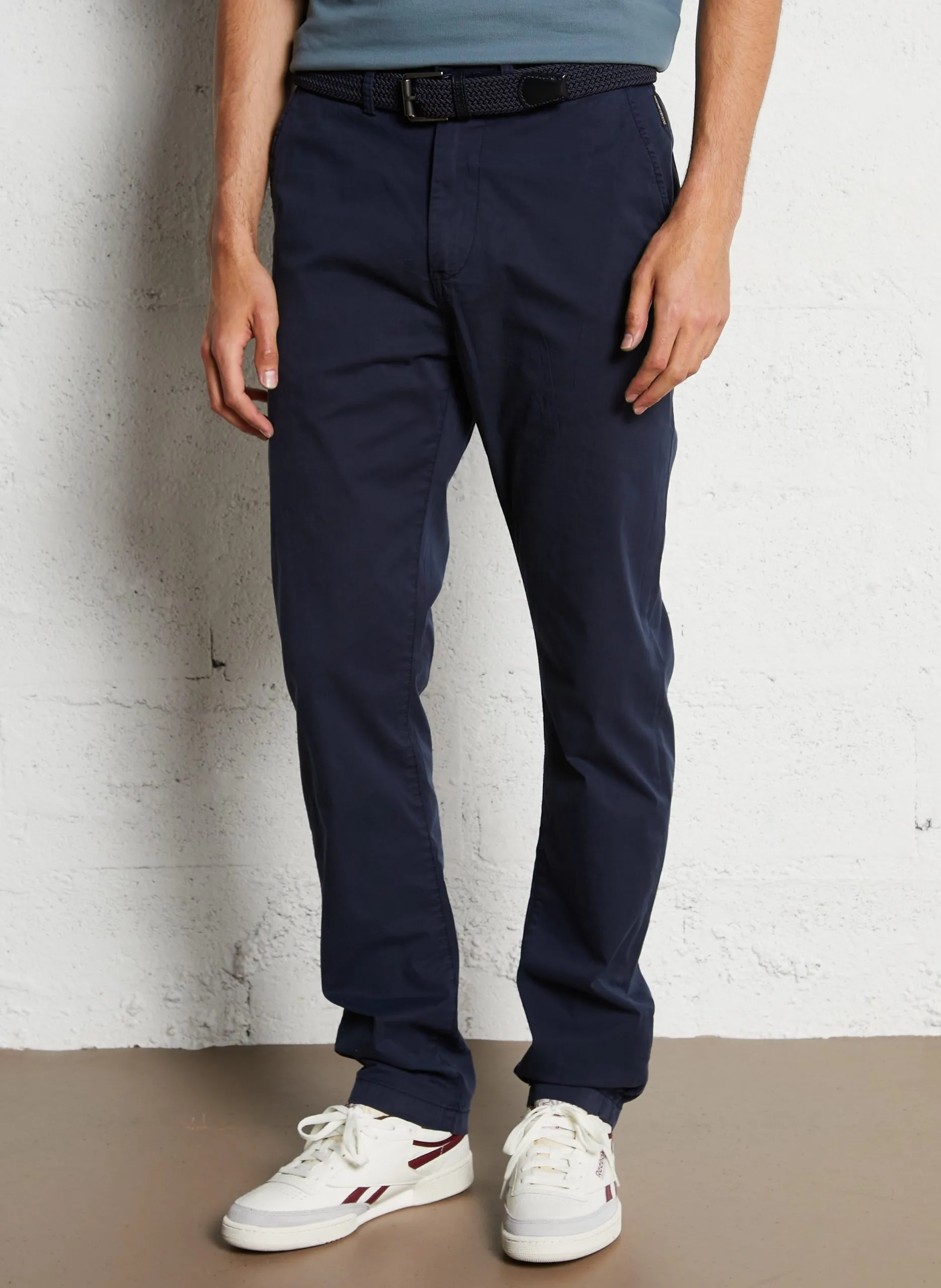 Chino en coton mélangé Bleu M-PUYO SUM