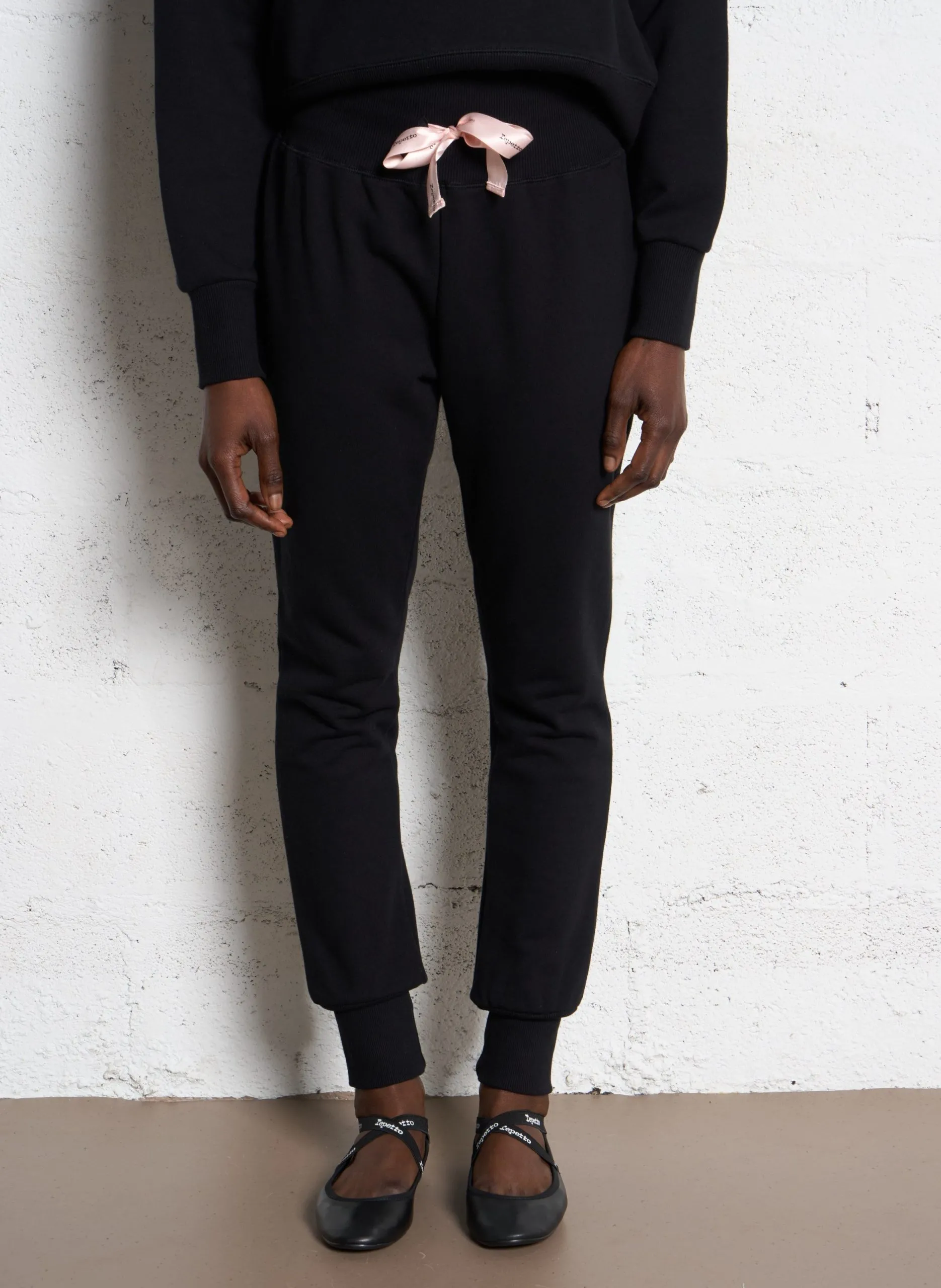 Jogging ajusté taille haute en molleton Noir