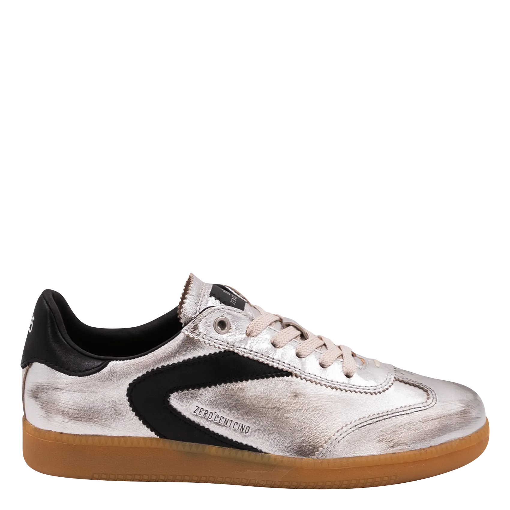 Baskets basses en cuir métallisé Argent NOVA