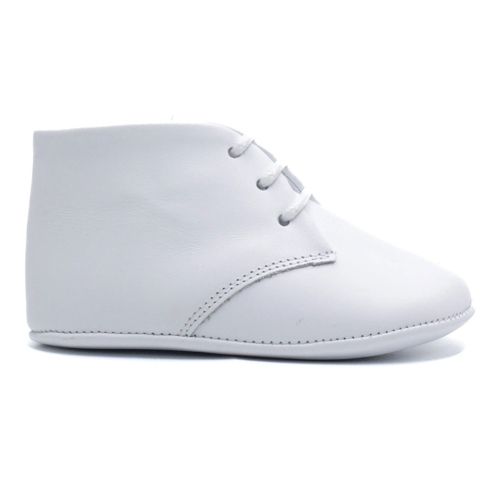 Chausson cuir souple bébé Blanc BONI CHARLES