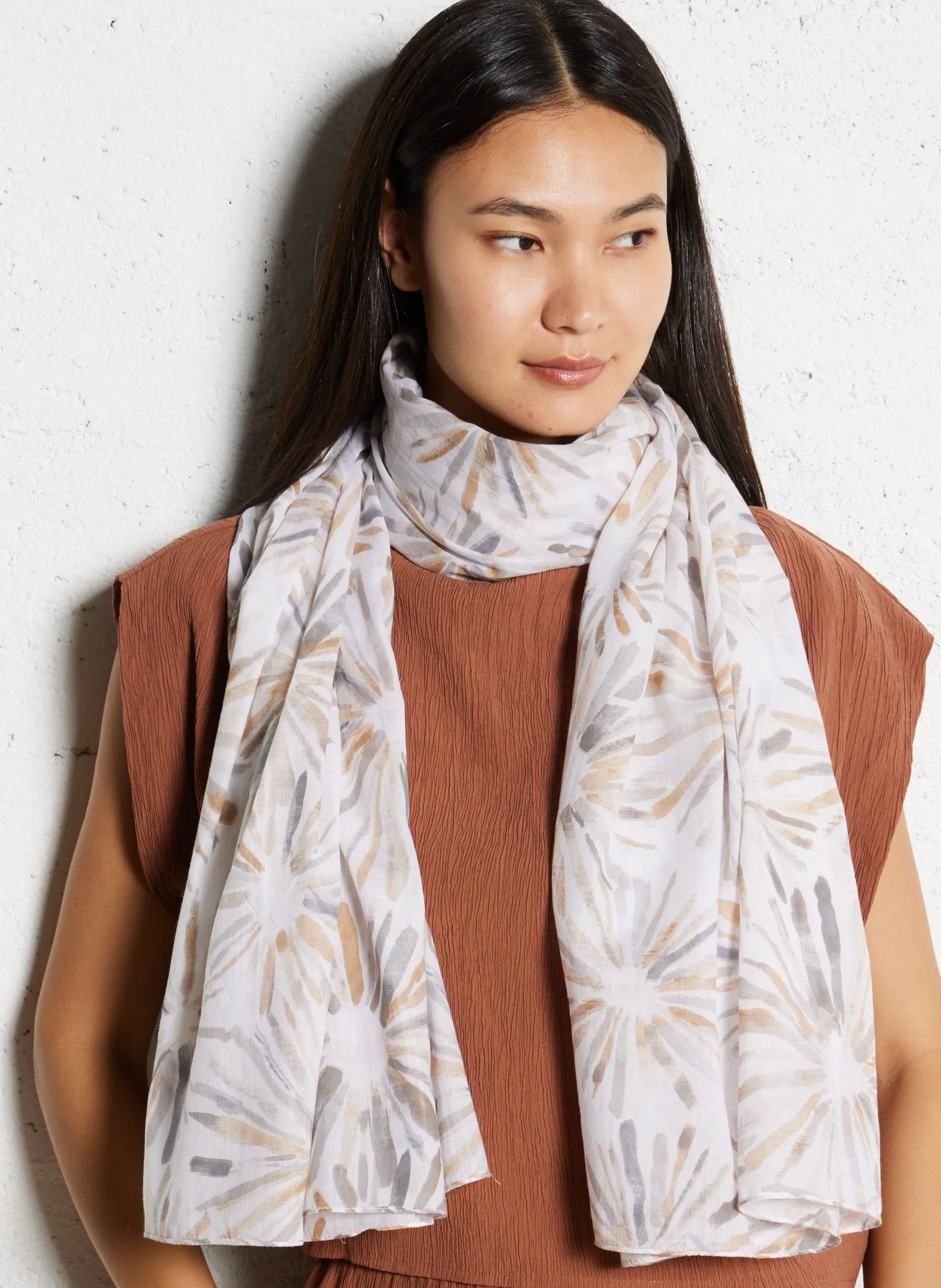Foulard en coton imprimé Gris