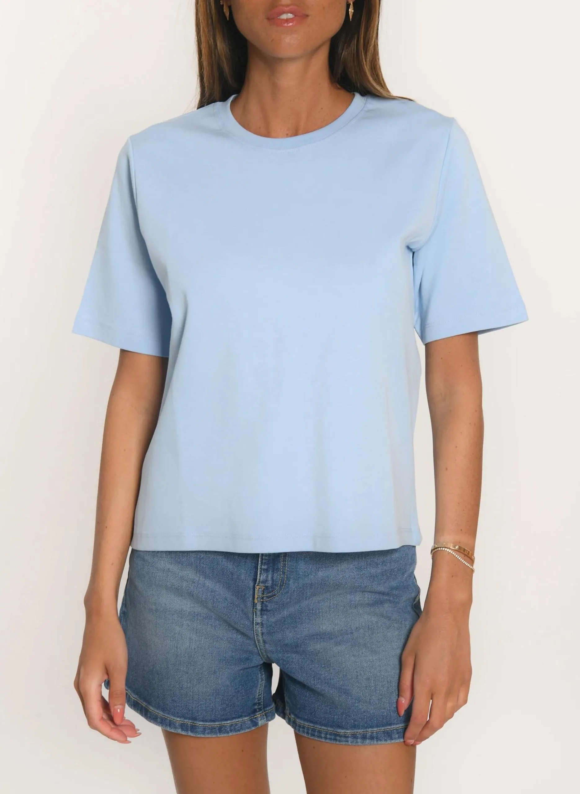 Tee-shirt ample col rond en coton Bleu ALISSON
