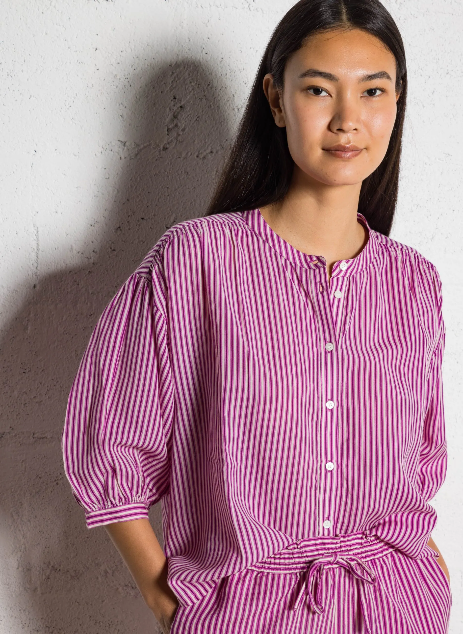 Blouse col rond à rayures Violet IRRESISTIBLE