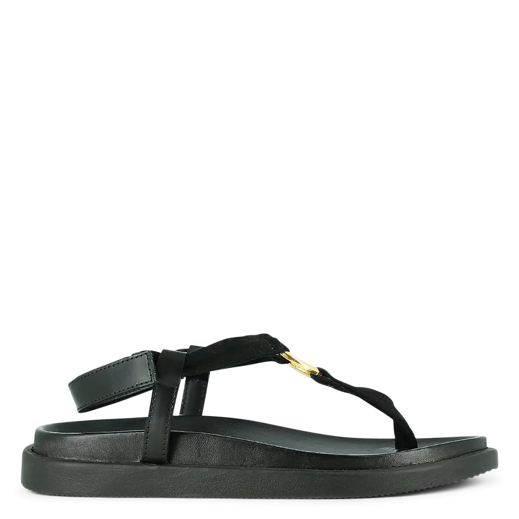 Sandales plates en cuir Noir WILIANA