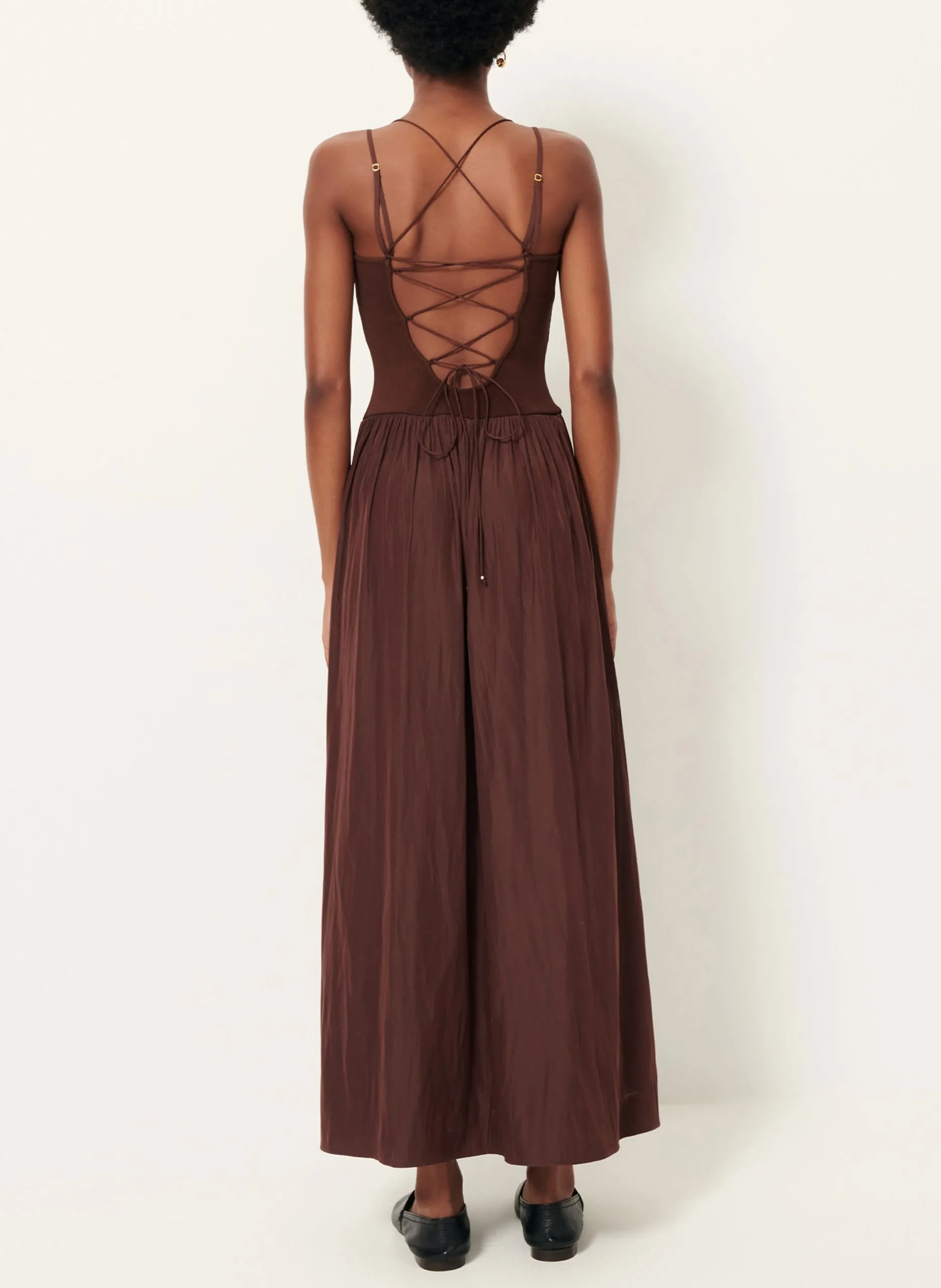 Robe longue col rond Marron SWEET MAMBO