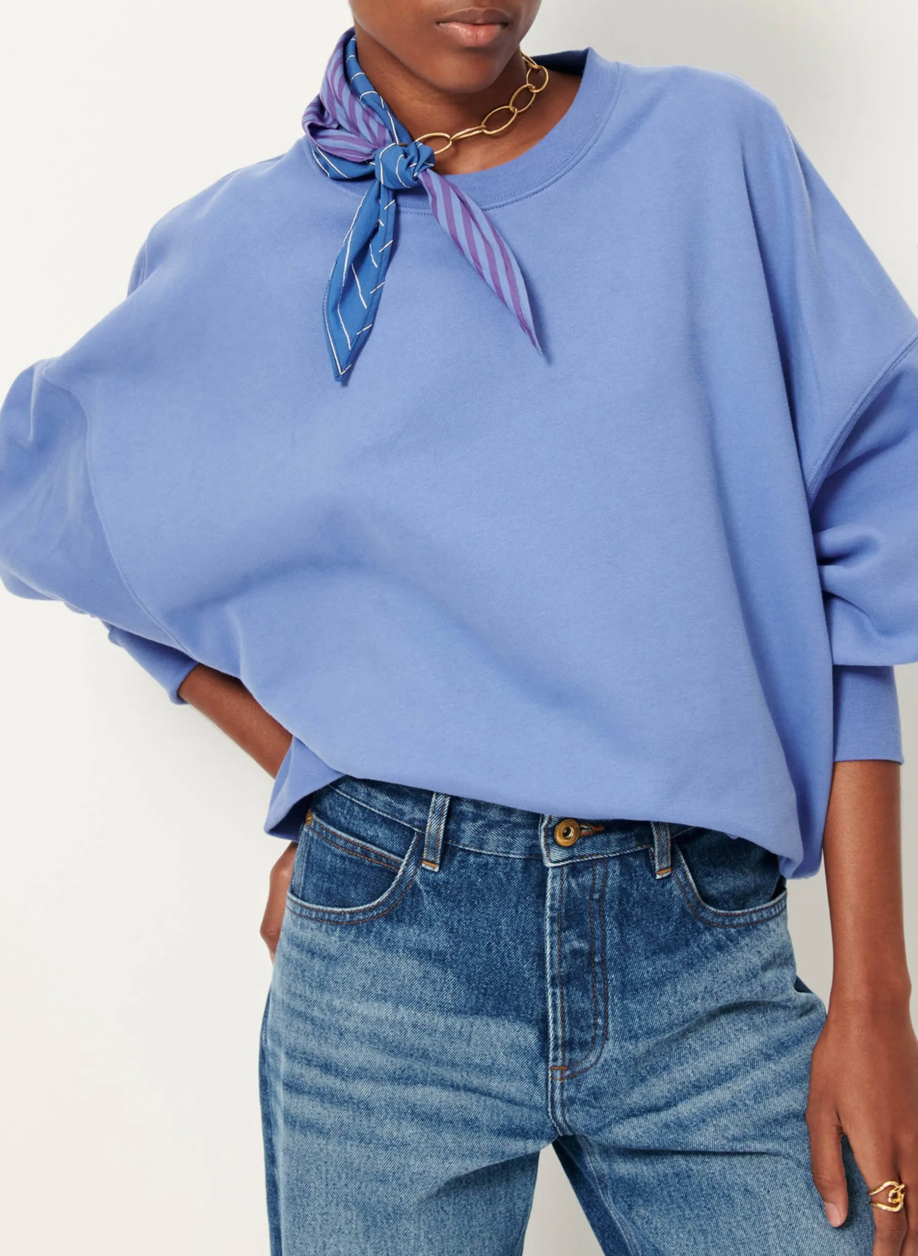 Sweat court oversize en coton Bleu ISI