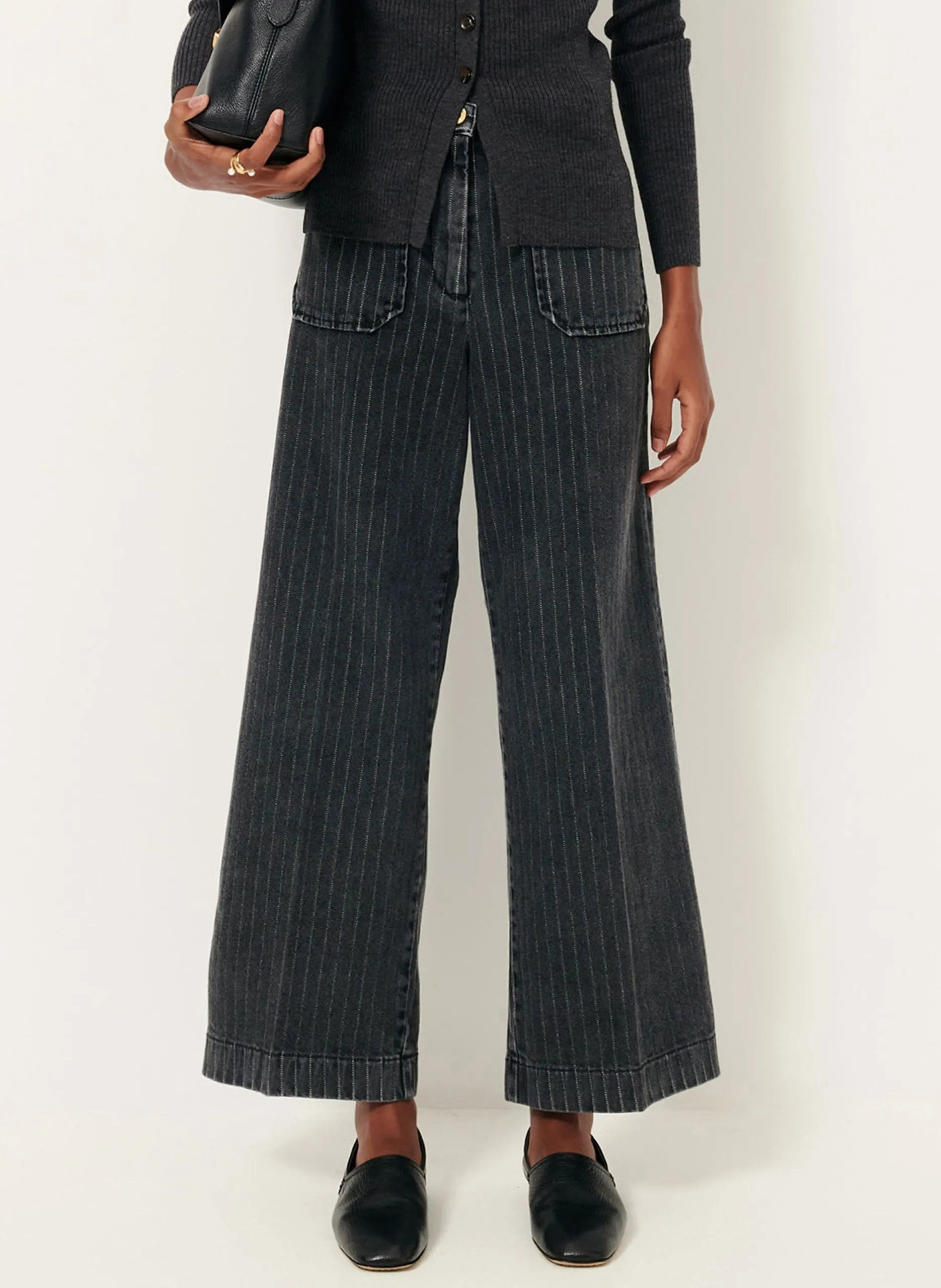 Jean droit taille haute en coton Gris ALDRICKS