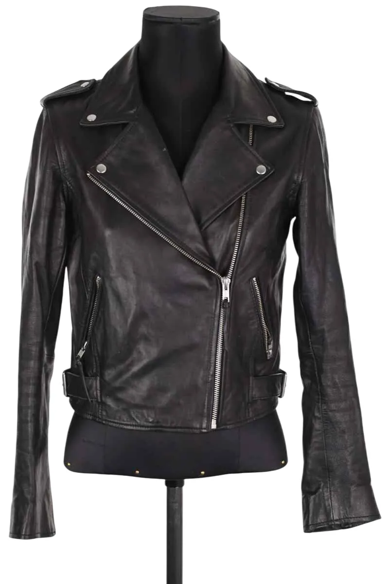 Veste en cuir en cuir Noir