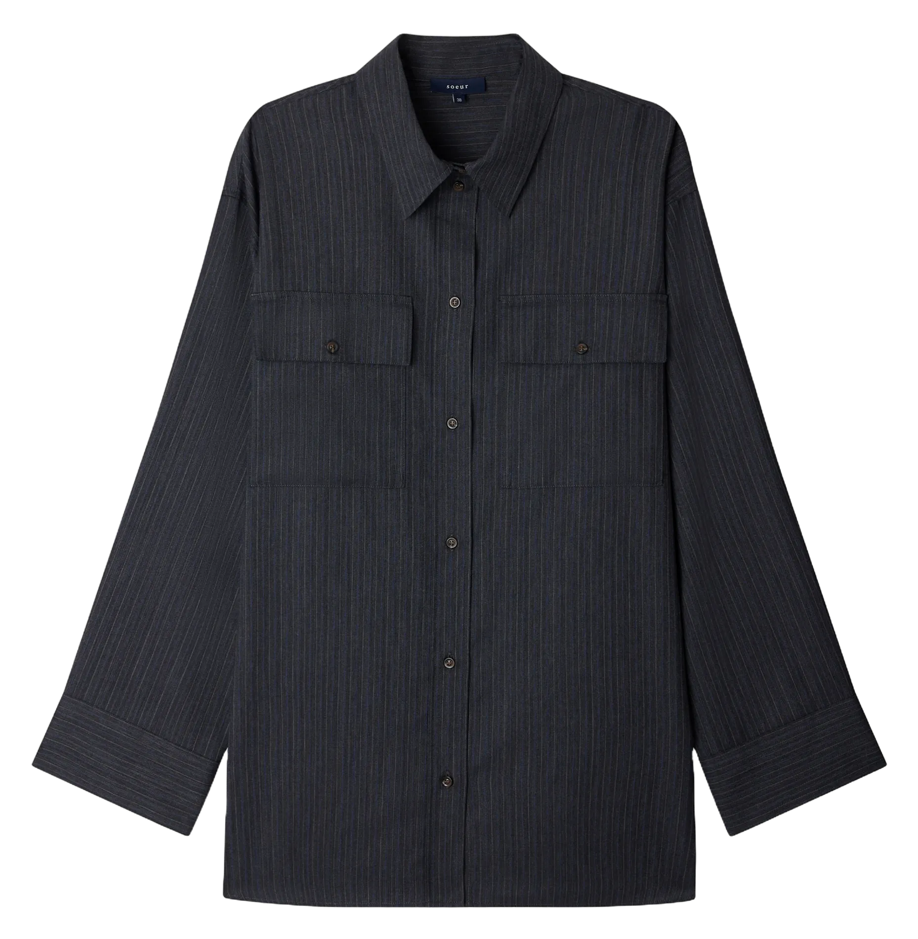 Chemise rayée en laine et en coton mélangés Multicolore FILIPA