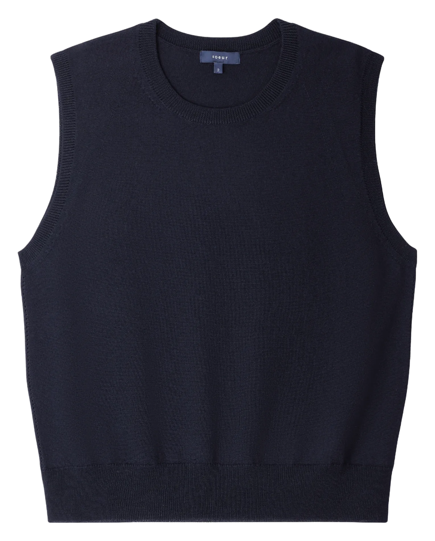 Pull sans manches col rond en laine mérinos Bleu FARGO