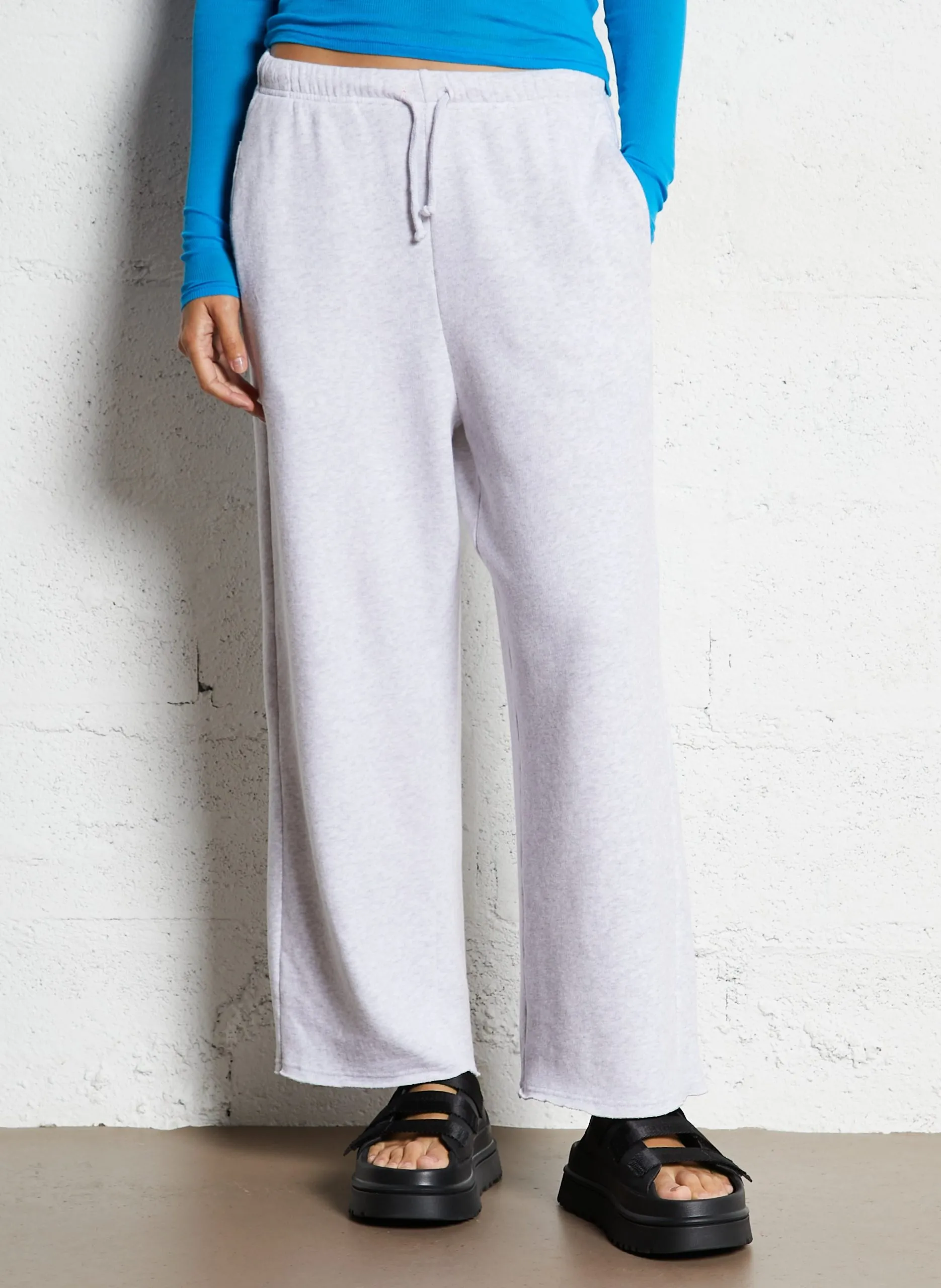 Jogging droit en coton mélangé Gris ATUBAY