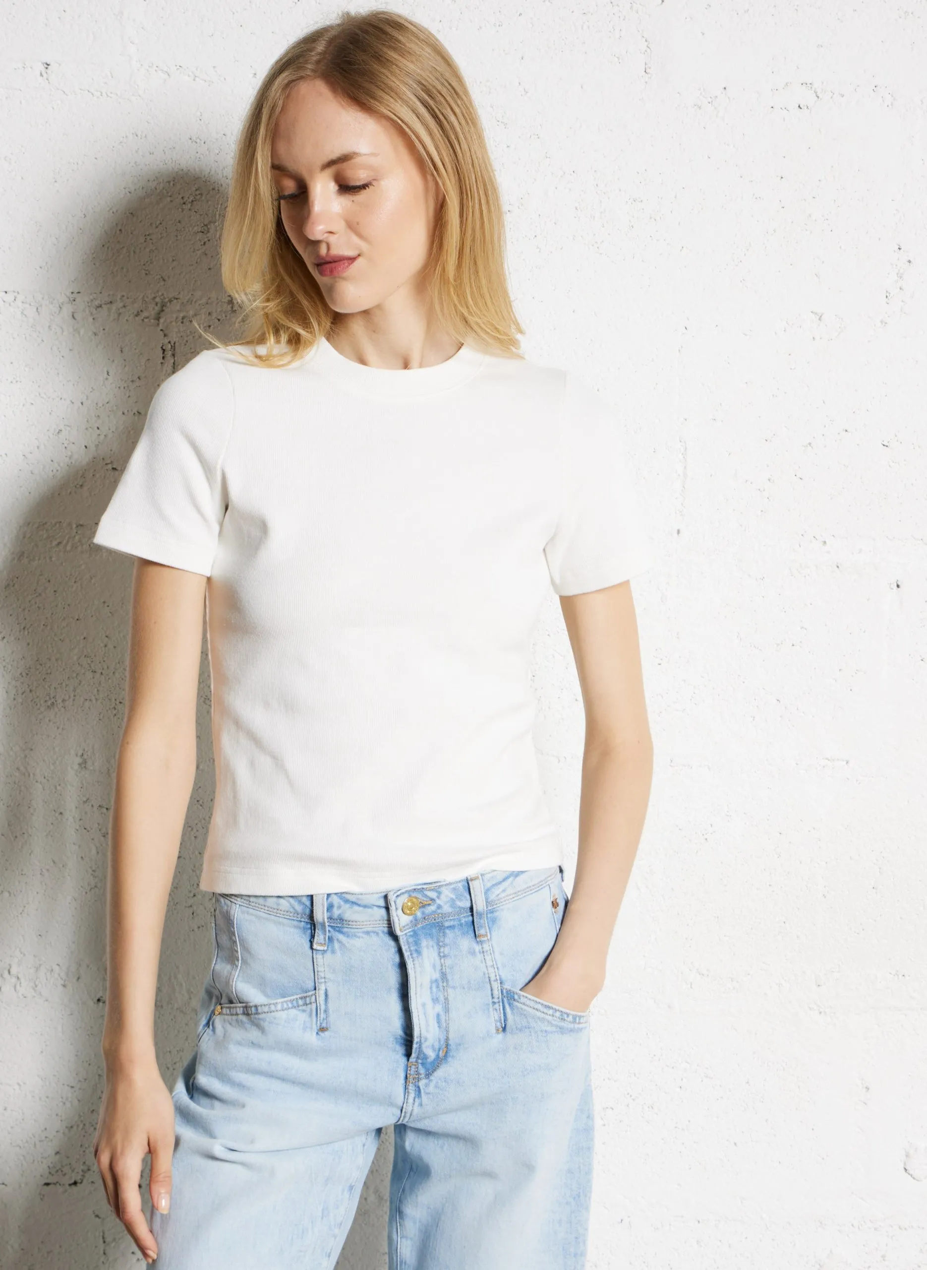 Tee-shirt ajusté manches courtes en jersey Blanc TRISTAN