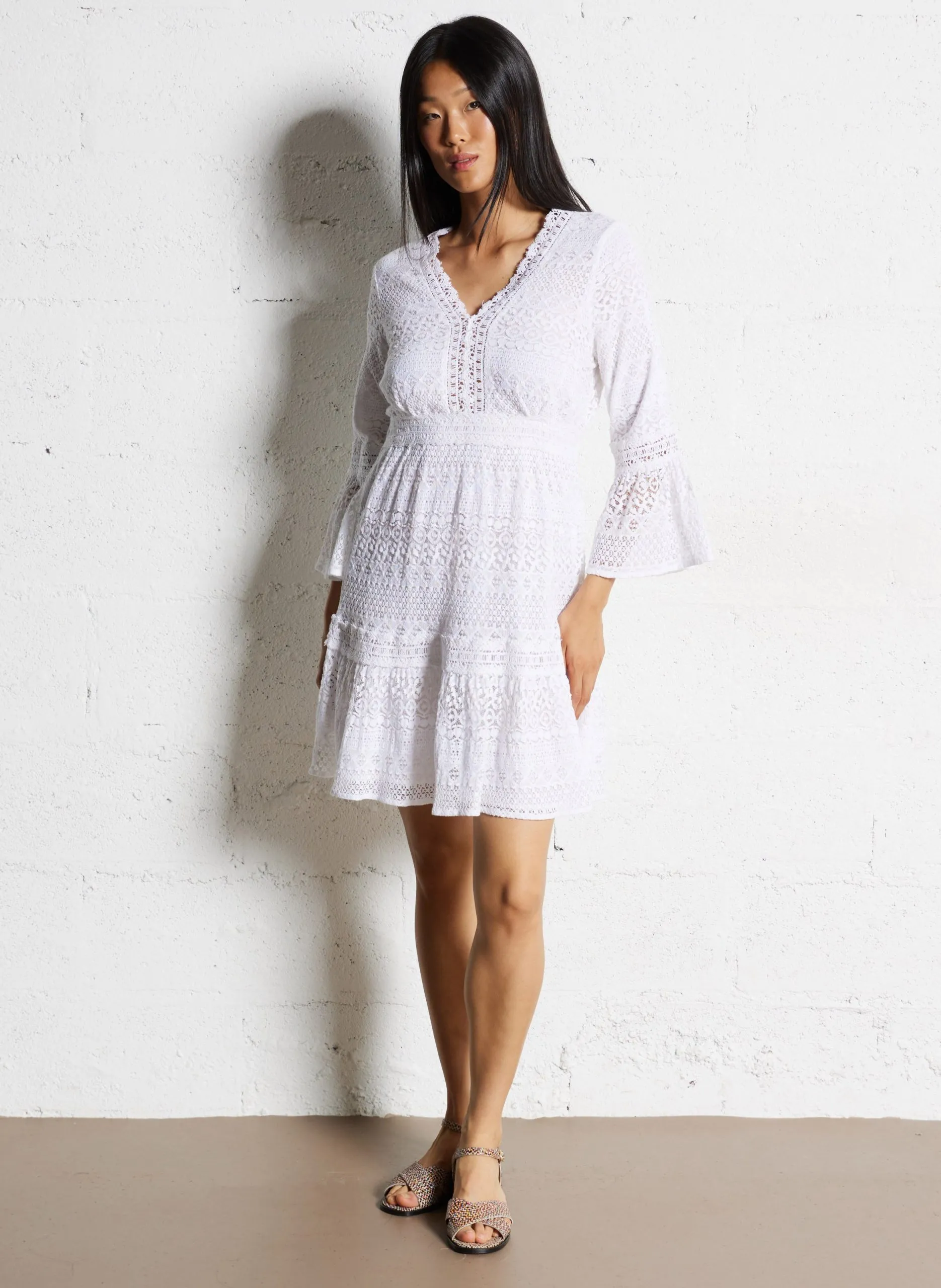 Robe courte en coton Blanc RASOPHIE